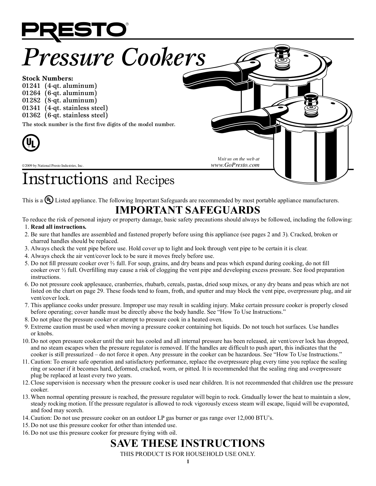 Presto 1264, 1341, 1241, 1362 User Manual 2