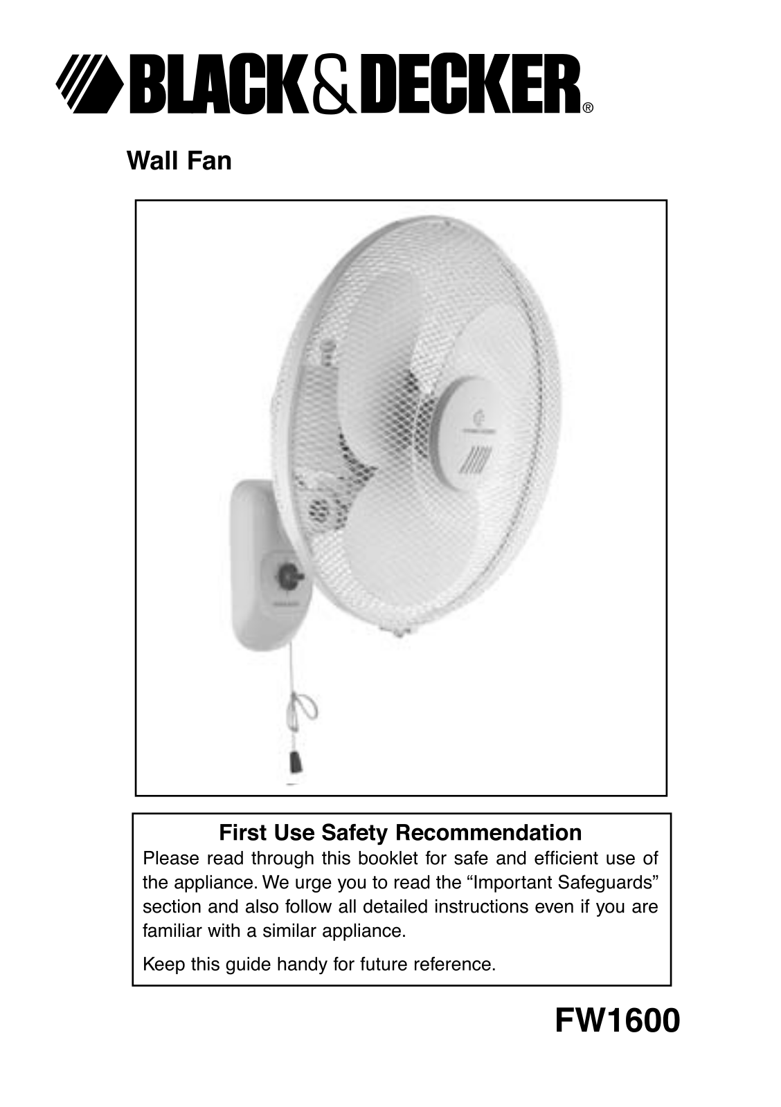 Black & Decker Fw1600 Instruction Manual