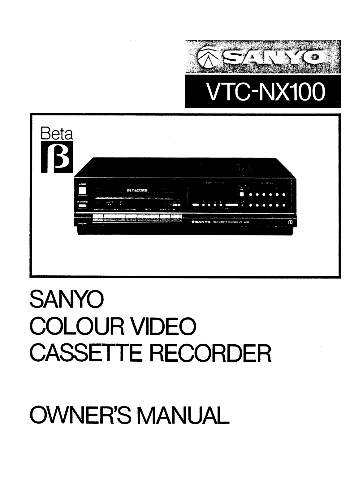 Sanyo VTC-NX100 Instruction Manual