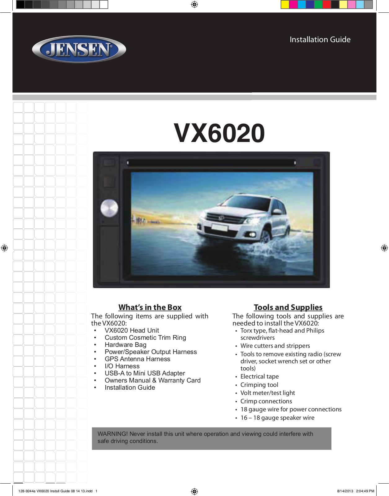 Jensen VX6020 Quick Start Manual