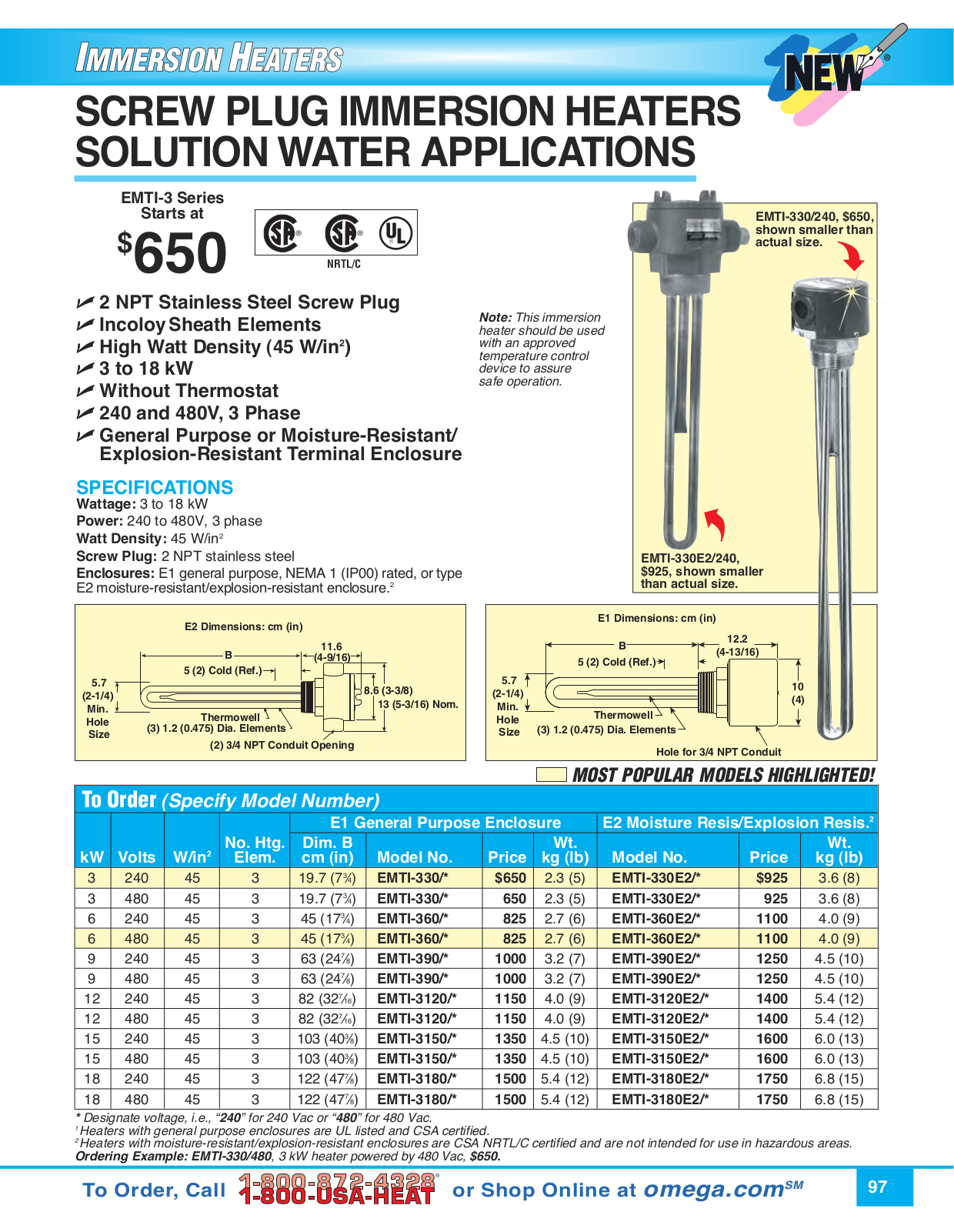 Omega Products EMTI-3150E2-240 User Manual