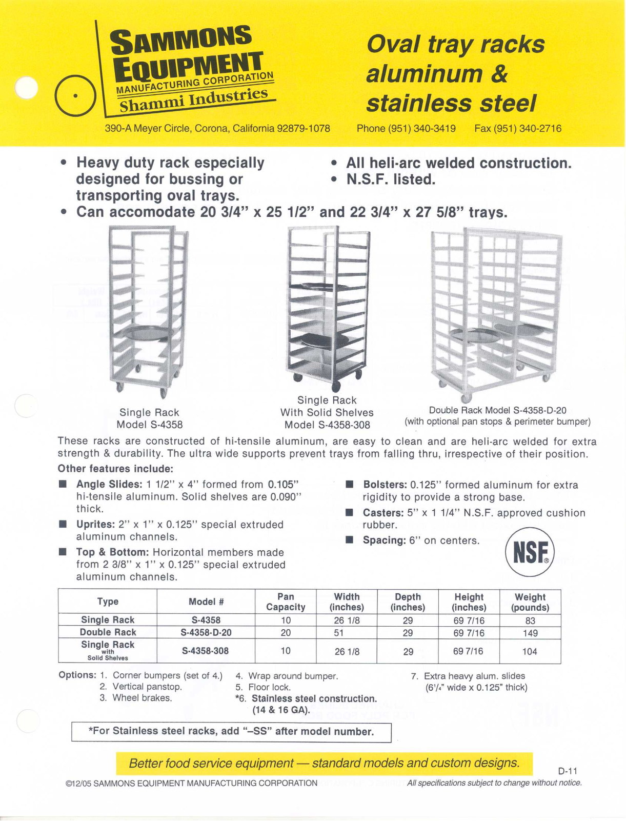 Sammons Equipment S-4358-308 User Manual