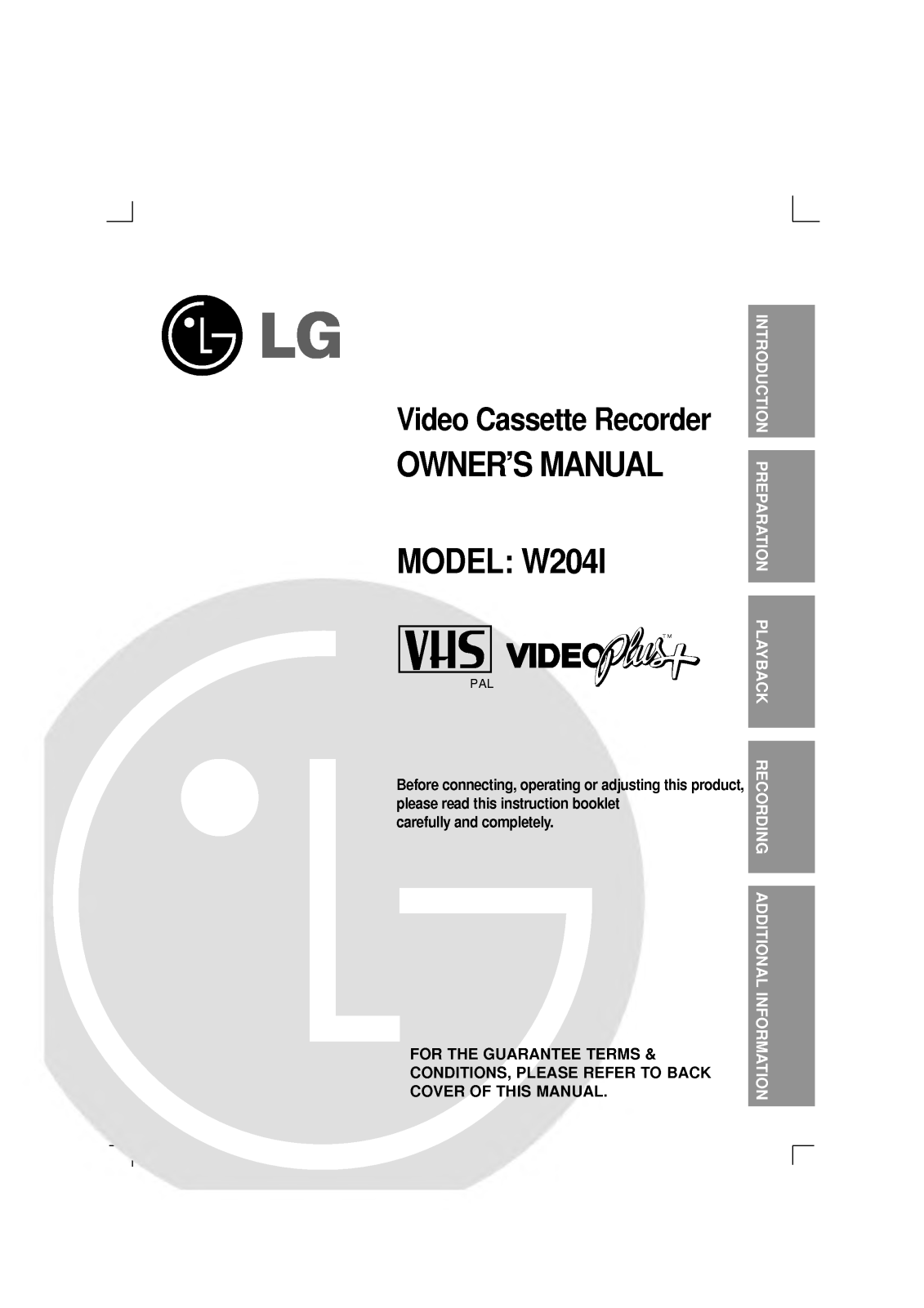 LG W204I User Manual