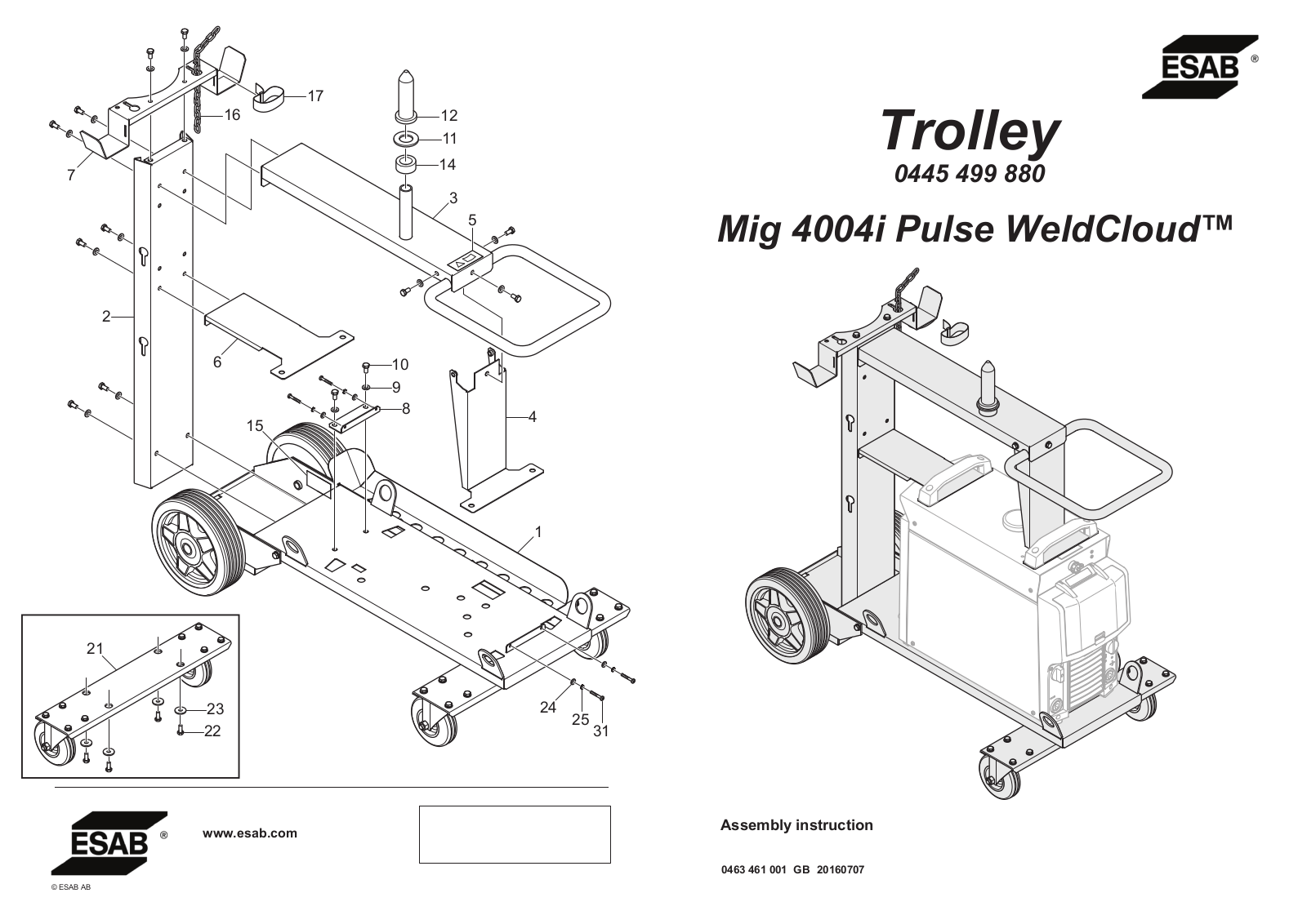 ESAB Trolley Installation manual - ManualMachine.com