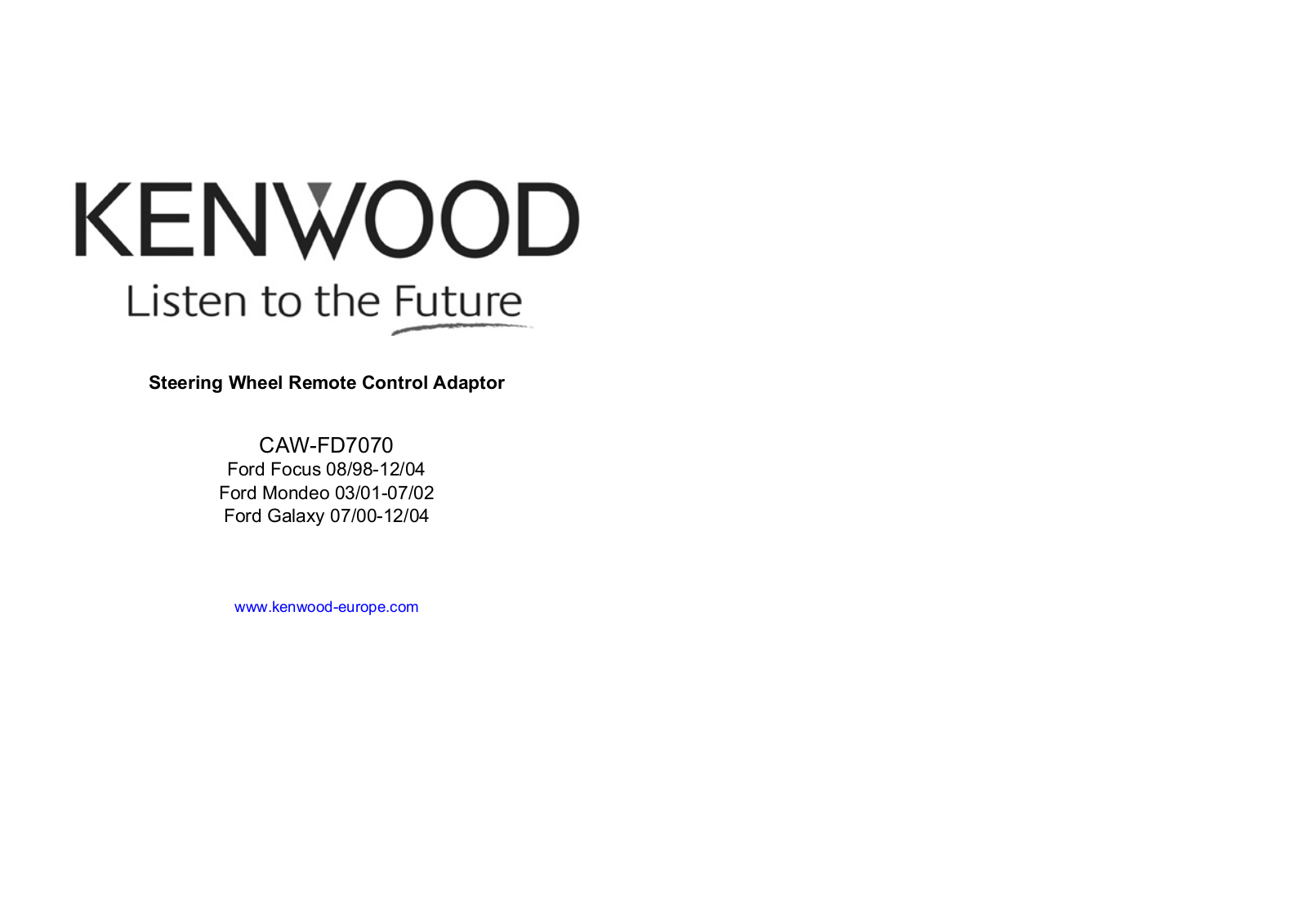 Kenwood CAW-FD7070 User Manual