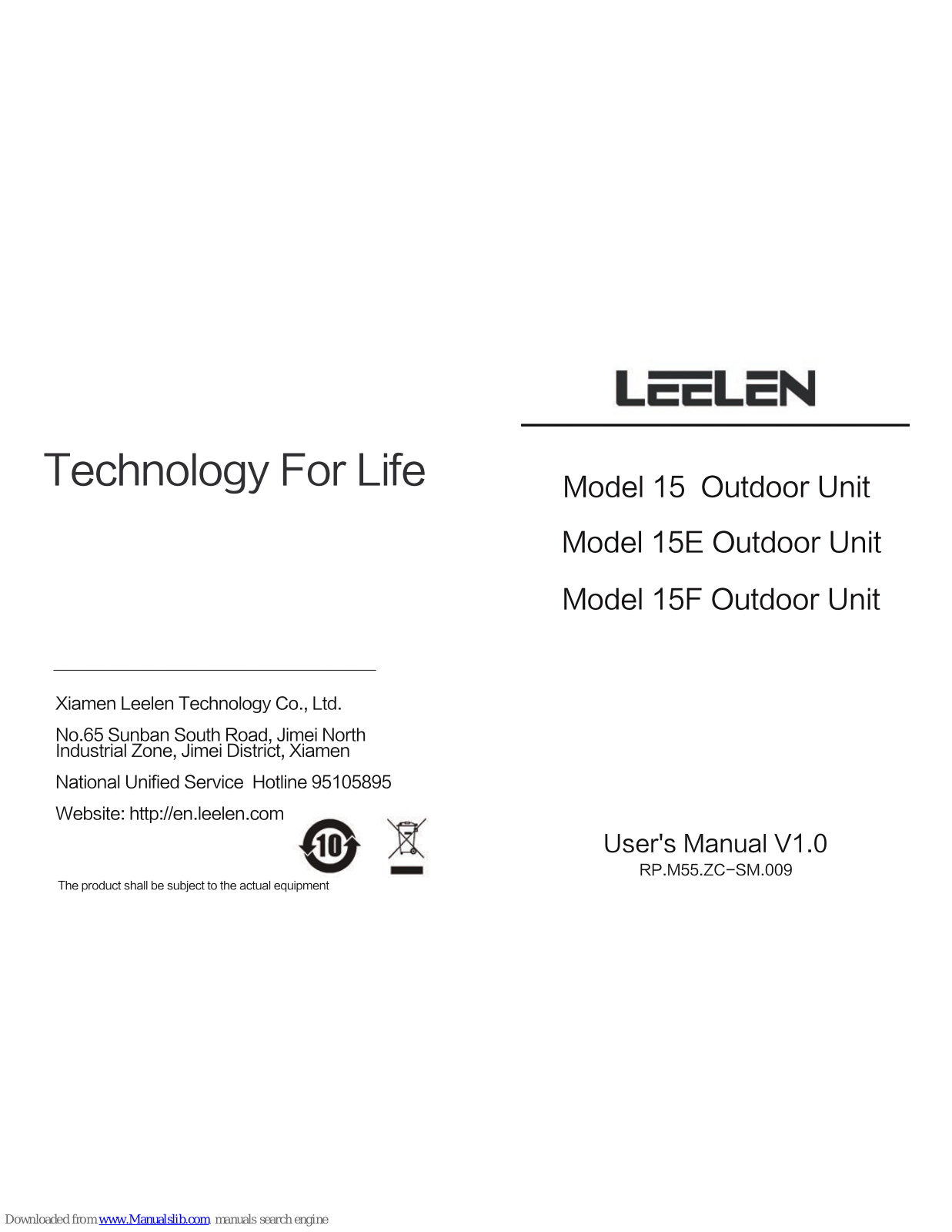 LeeLen 15, 15E, 15F User Manual - ManualMachine.com