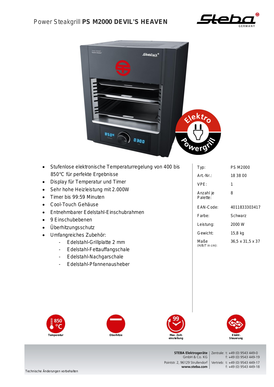 Steba PS M2000 Technical data