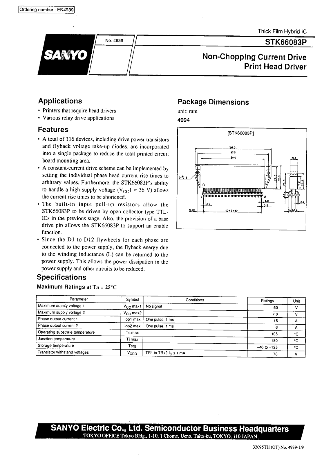 SANYO STK66083P Datasheet