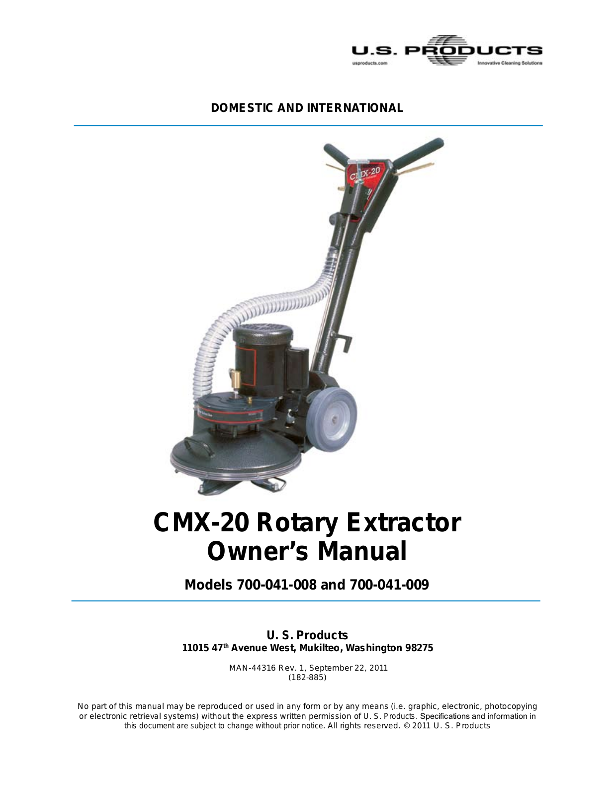 U.S. Products CMX-20 User Manual