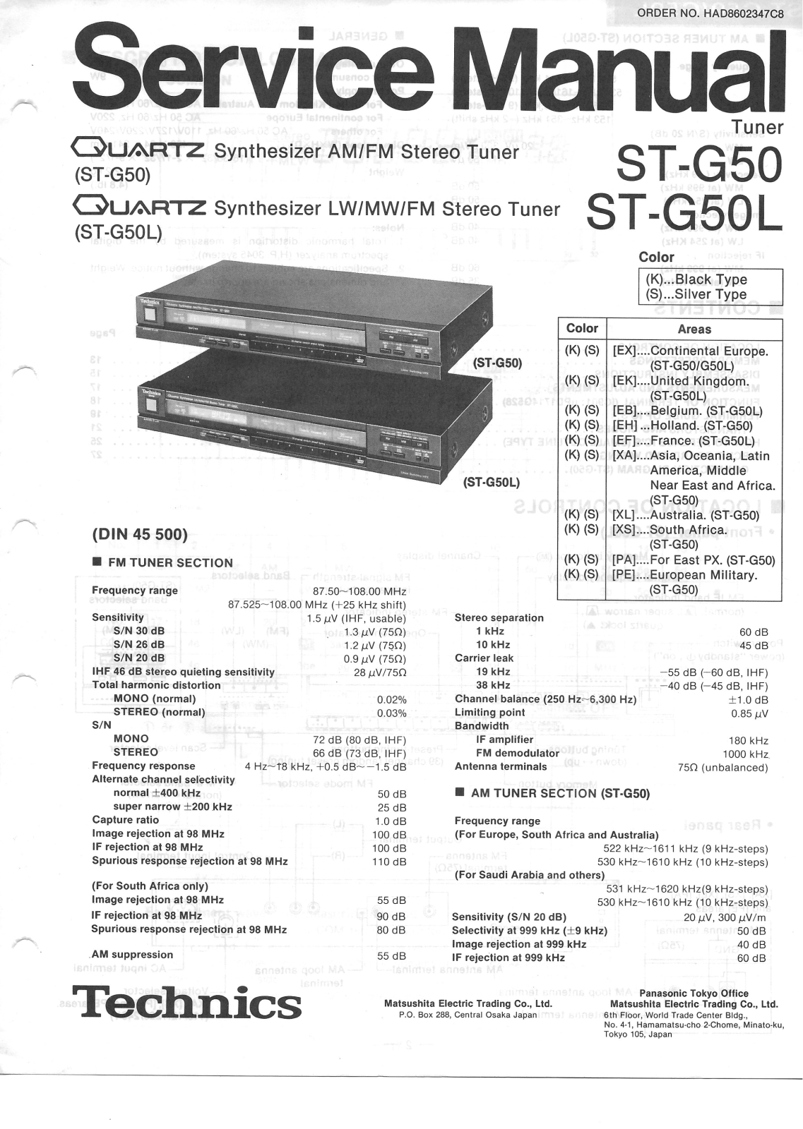 Technics ST-G50, ST-G50L Service Manual
