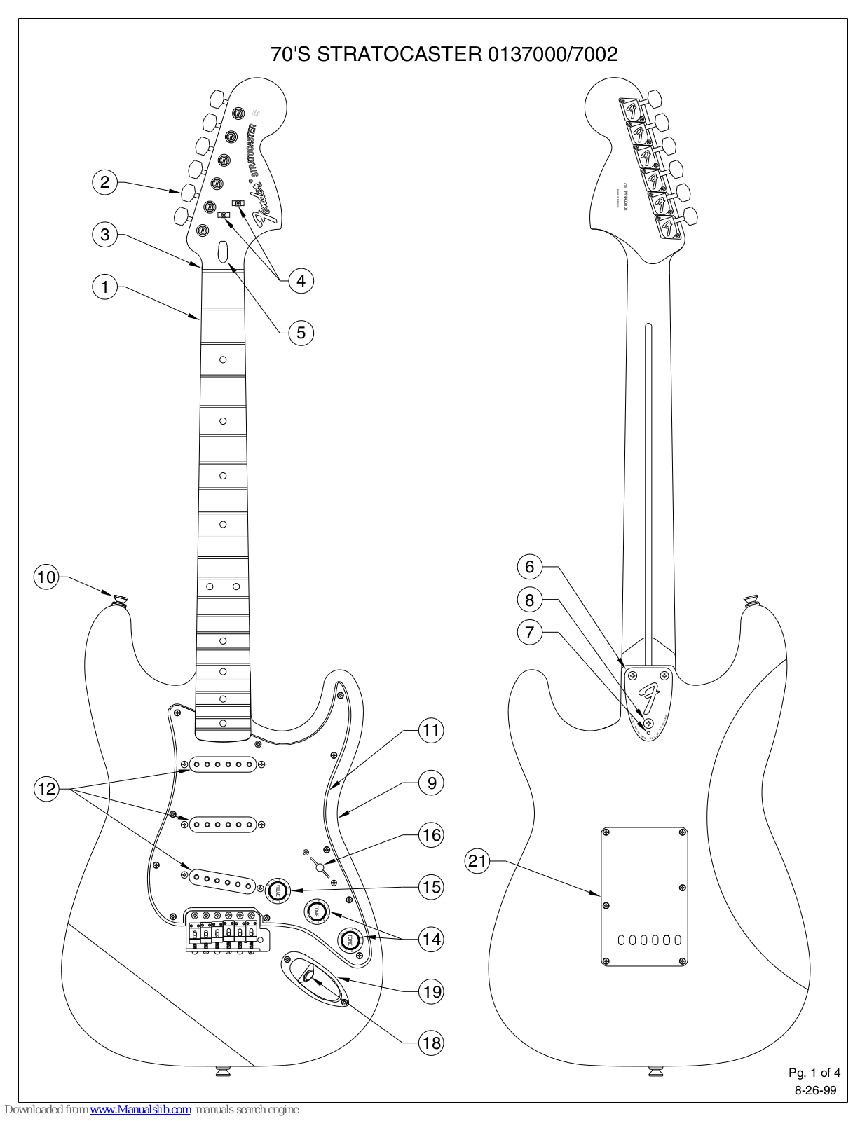 Fender Stratocaster 0137000, Stratocaster 0137002, 70'S STRATOCASTER 0137000/7002 Brochure