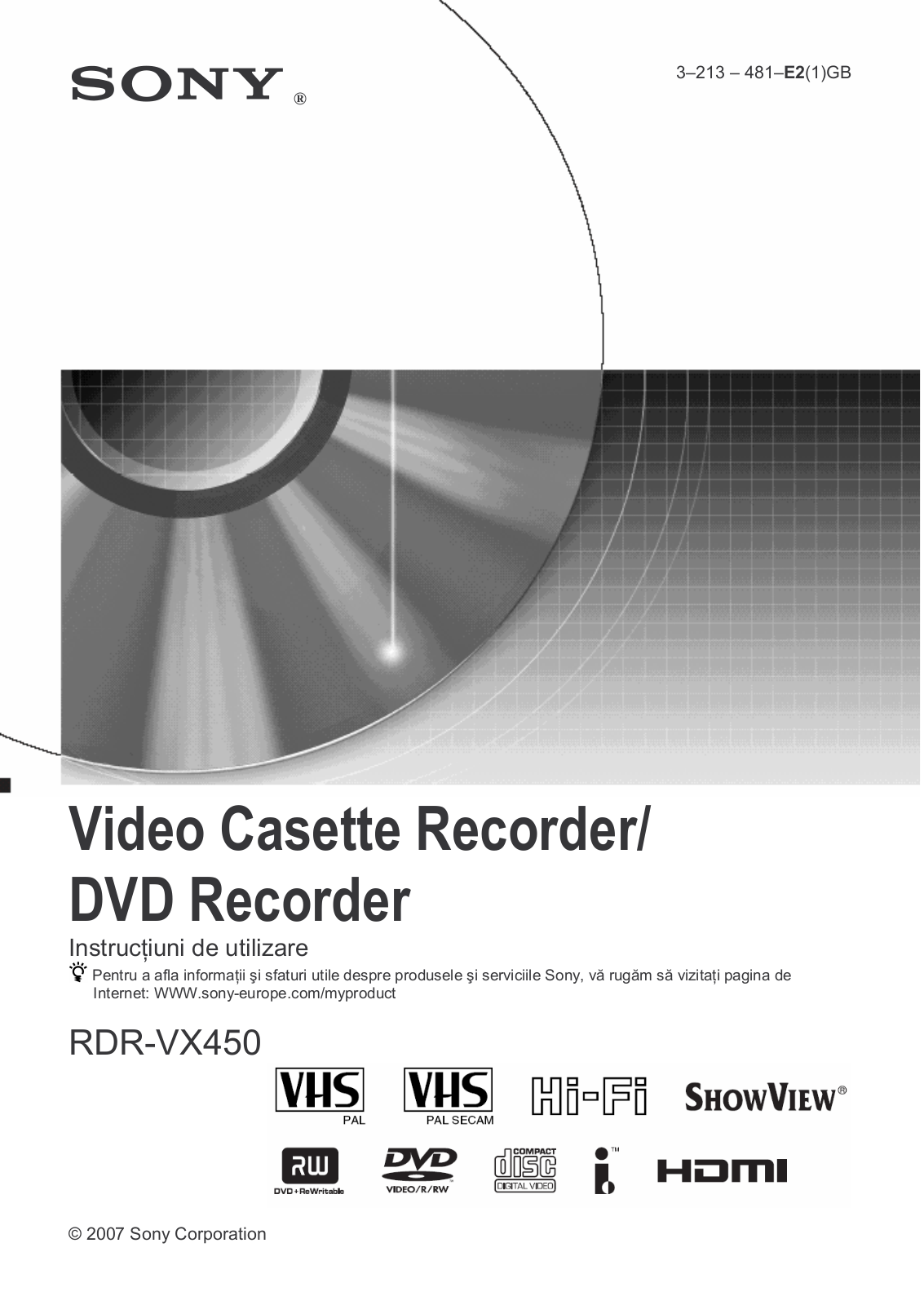 Sony RDR-VX450 User Manual