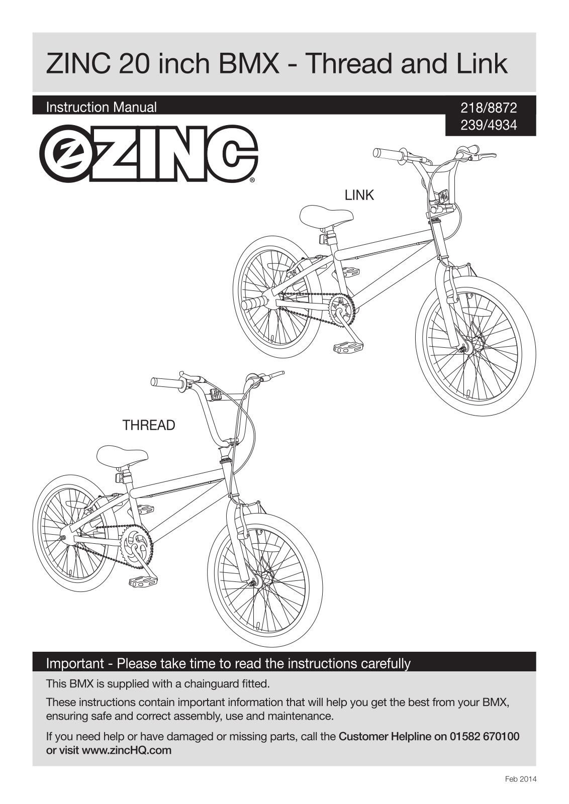 Zinc ZC02987, ZC02988 Instruction manual