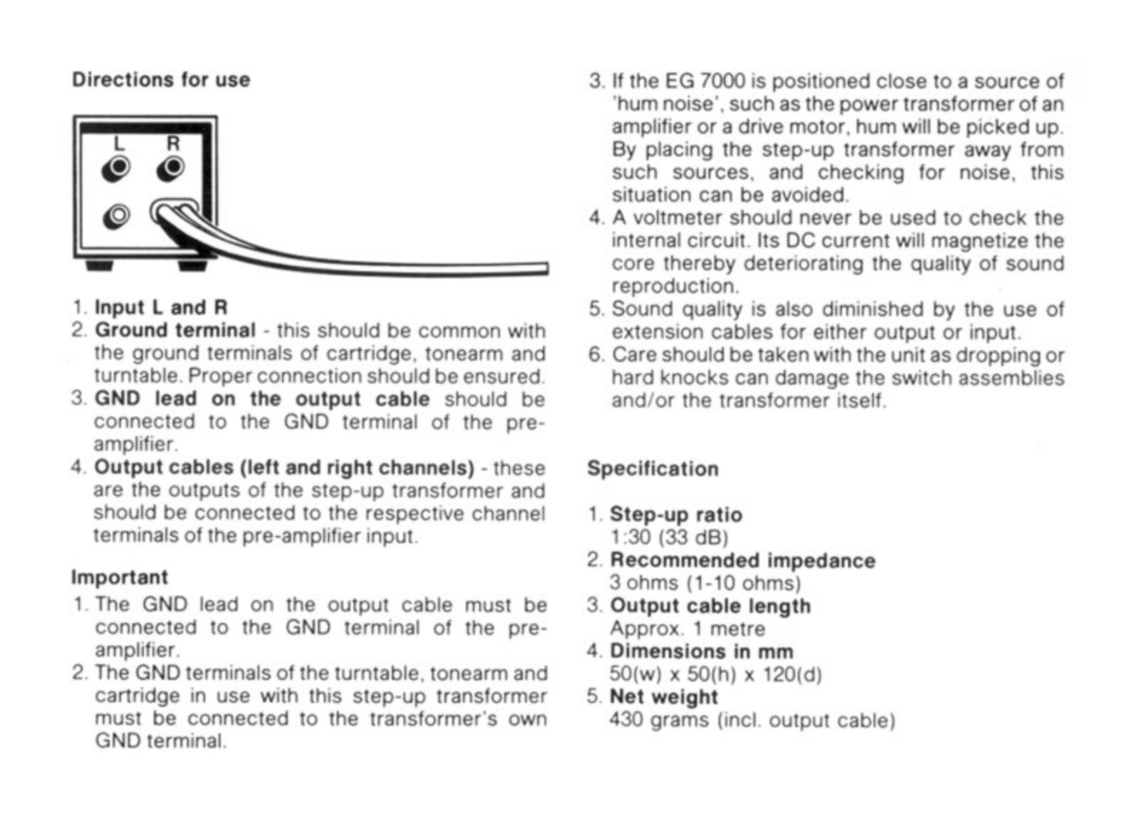 Philips EG-7000 Owners manual