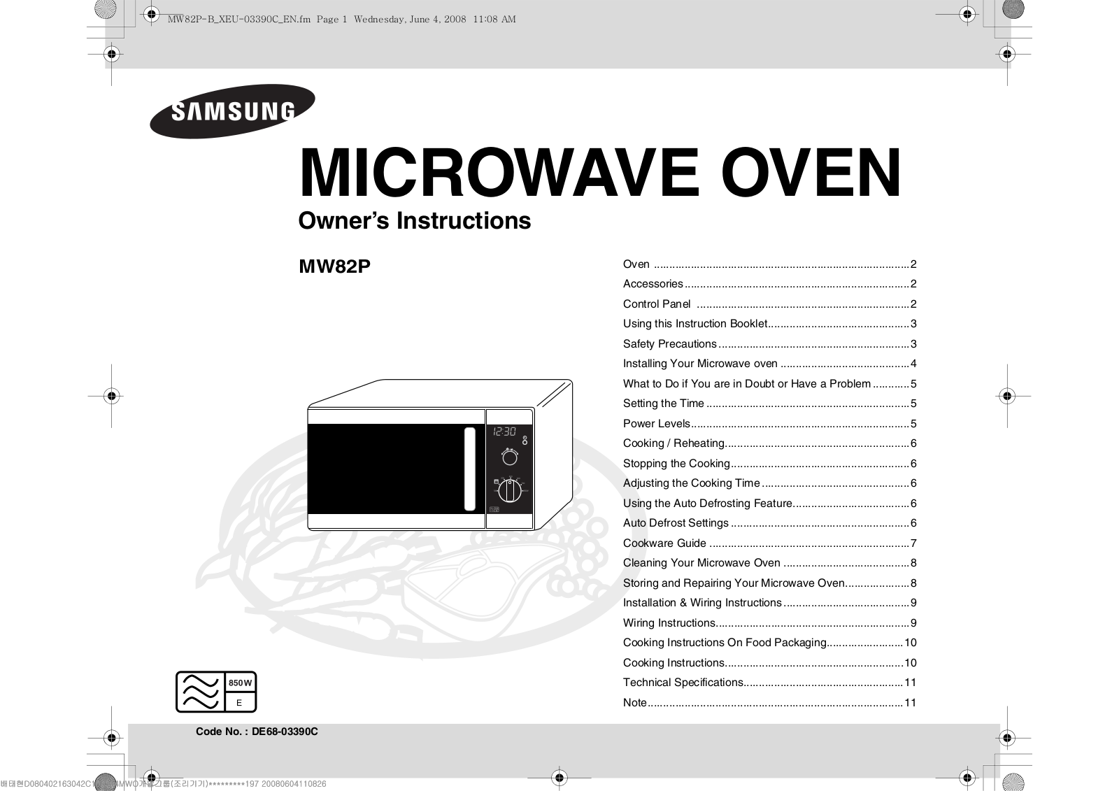 Samsung MW82P-B User Manual