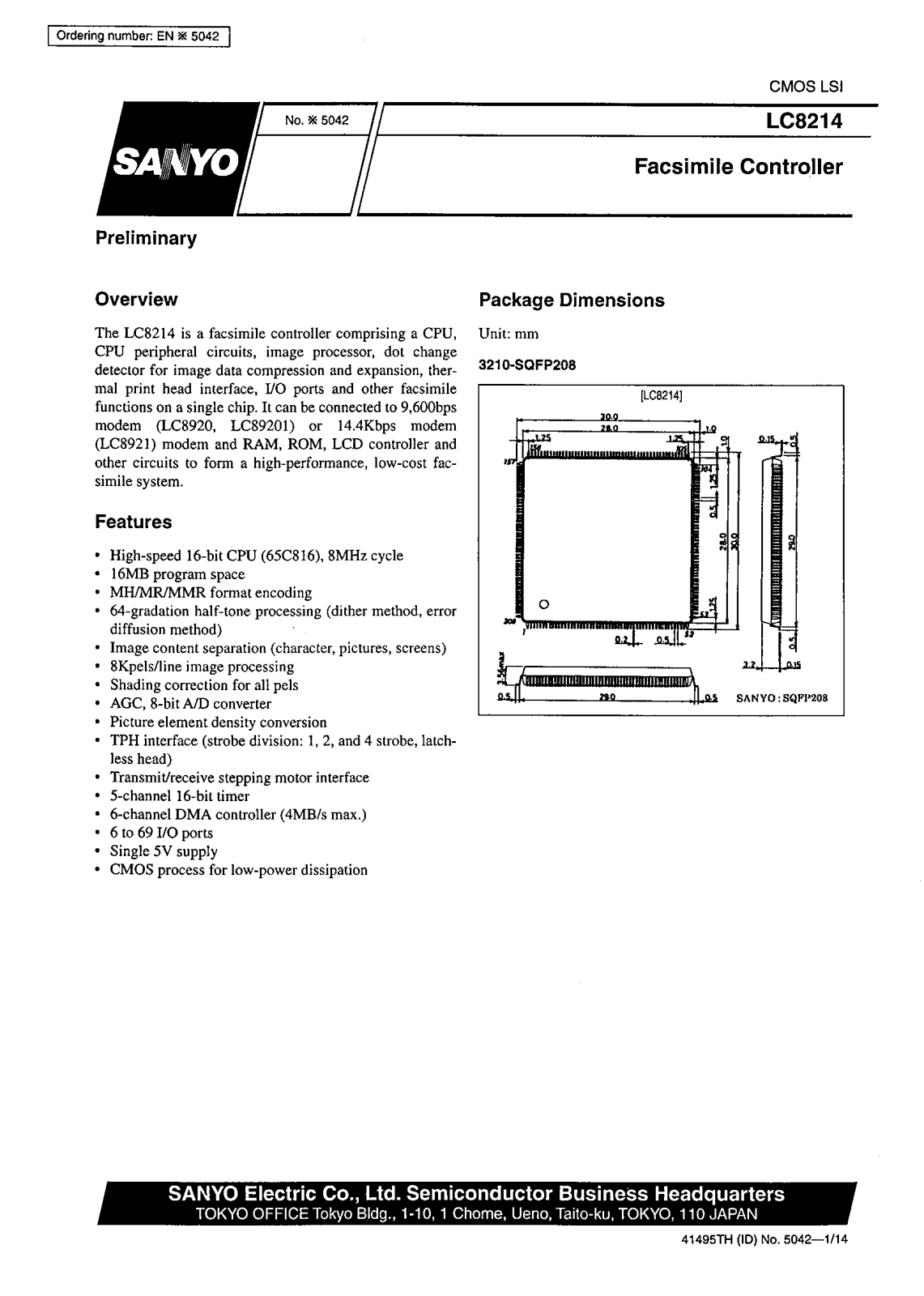 SANYO LC8214 Datasheet