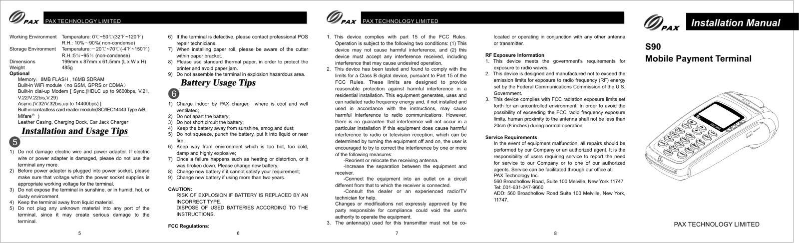 PAX Technology S90W User Manual