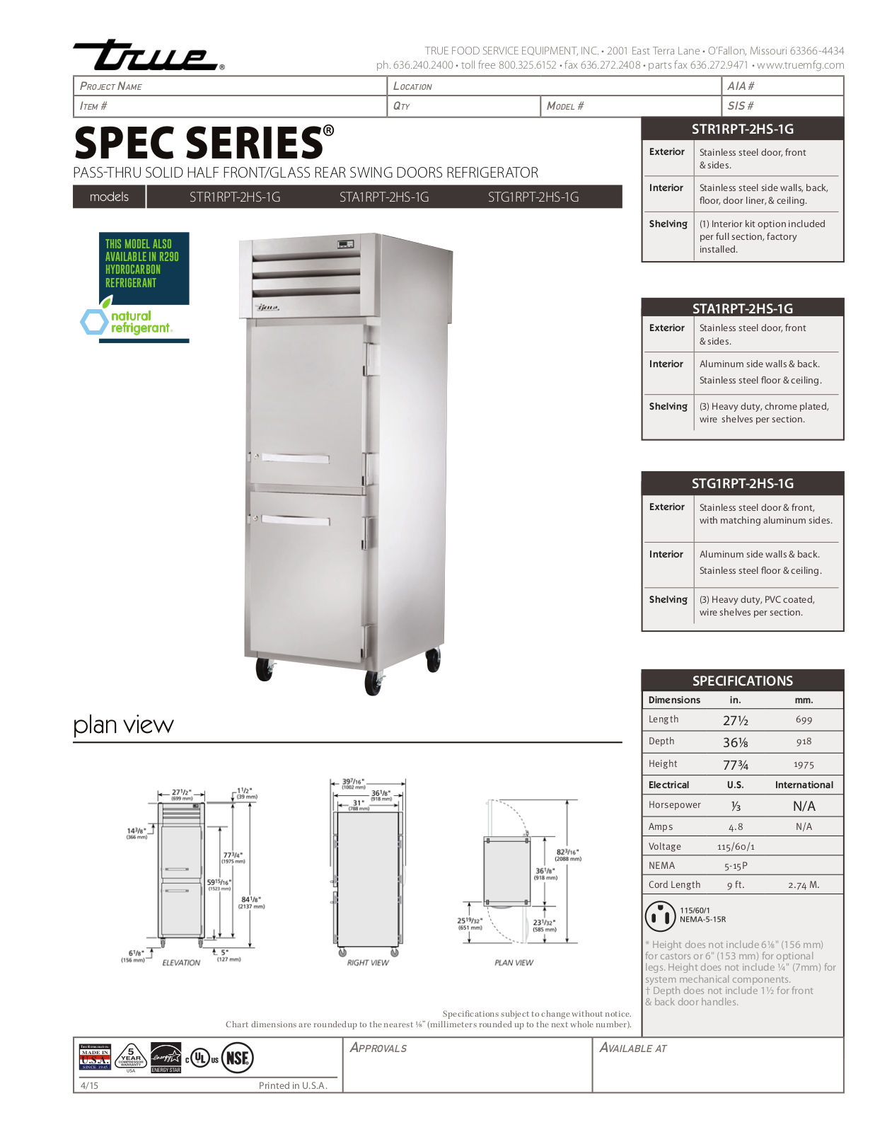 True STA1RPT-2HS-1G User Manual