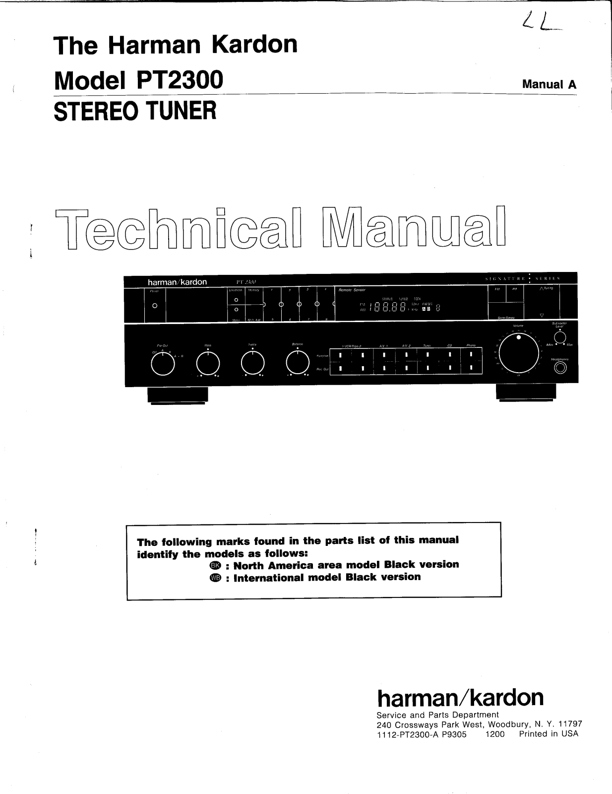 Harman Kardon PT-2300 Service manual