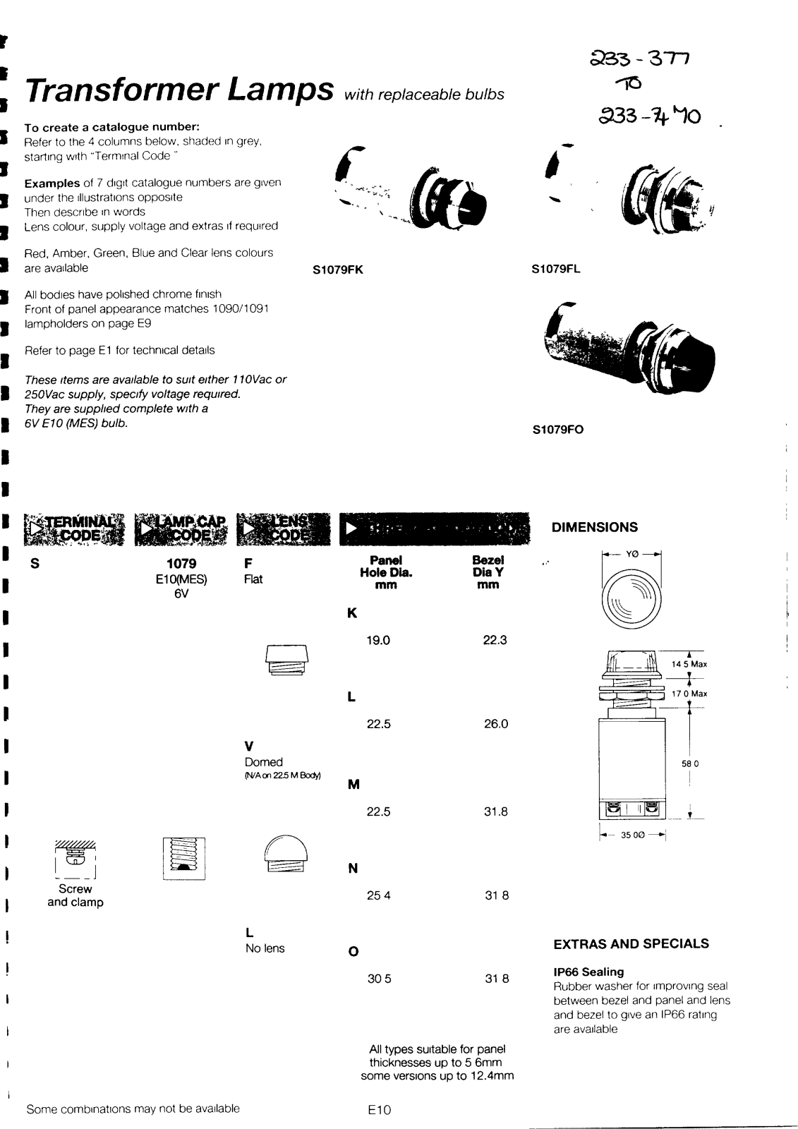 ARCOLECTRIC S1079FK, S1079FL, S1079FO User Manual