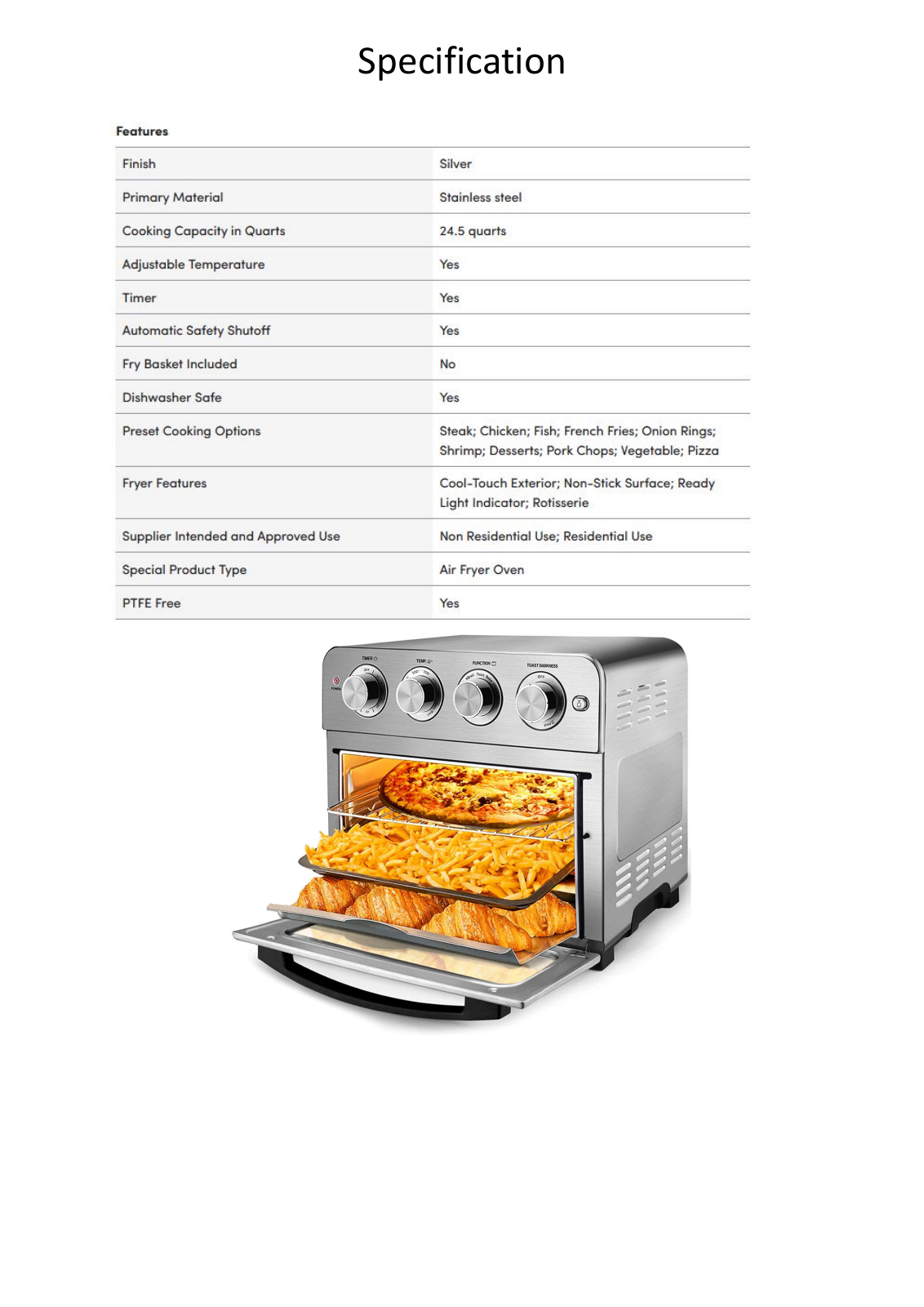 Tacoday TCOD1260 Specifications - ManualMachine.com