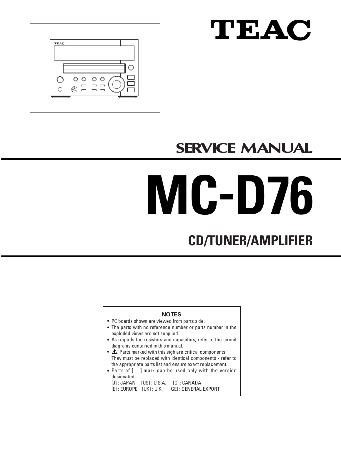 TEAC MCD-76 Service manual