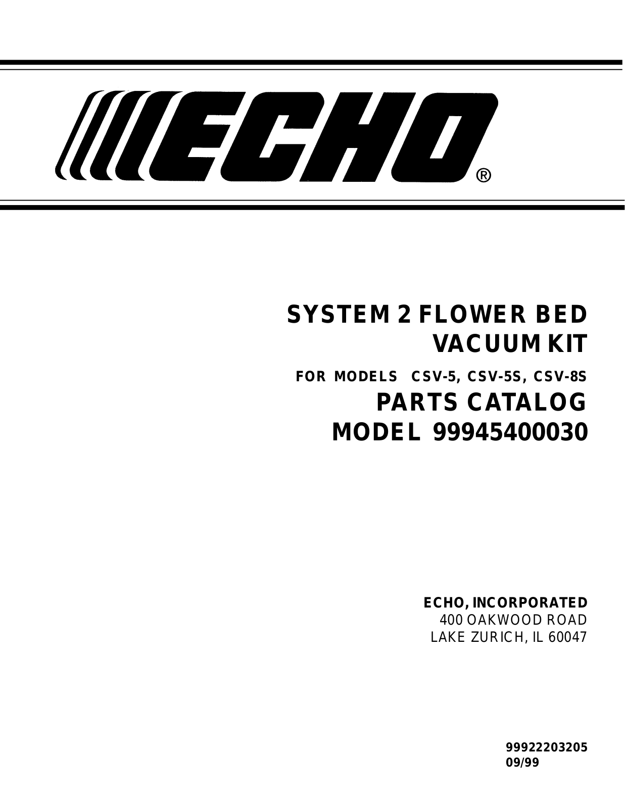 Echo CSV-8S, CSV-5S, CSV-5 User Manual