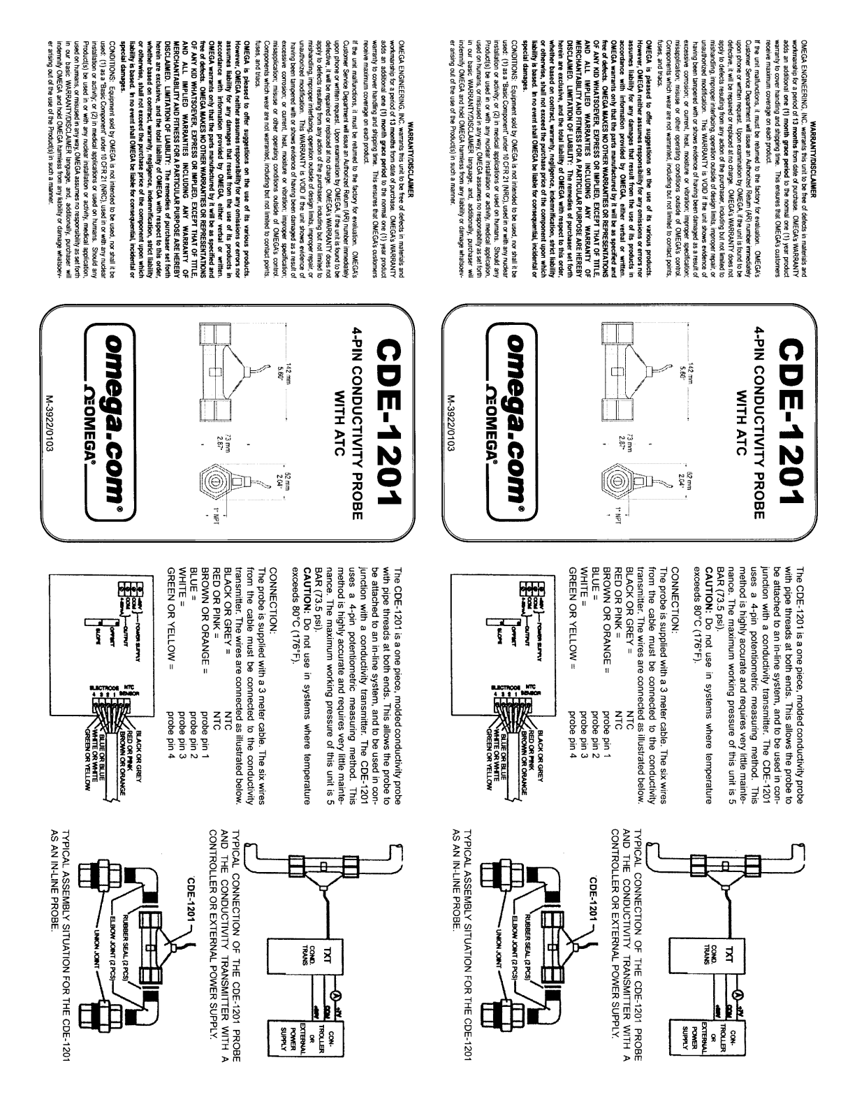 Omega Products CDE-1201 User Manual