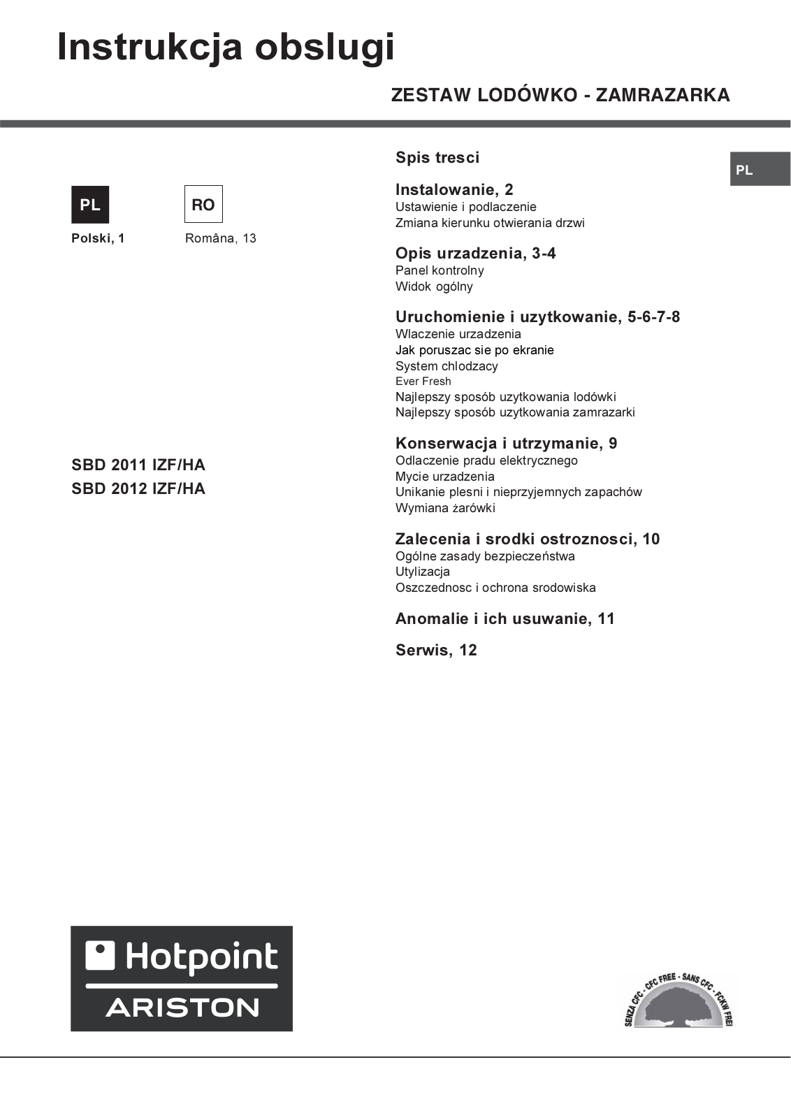 Hotpoint Ariston SBD 2012 IZF/HA User Manual