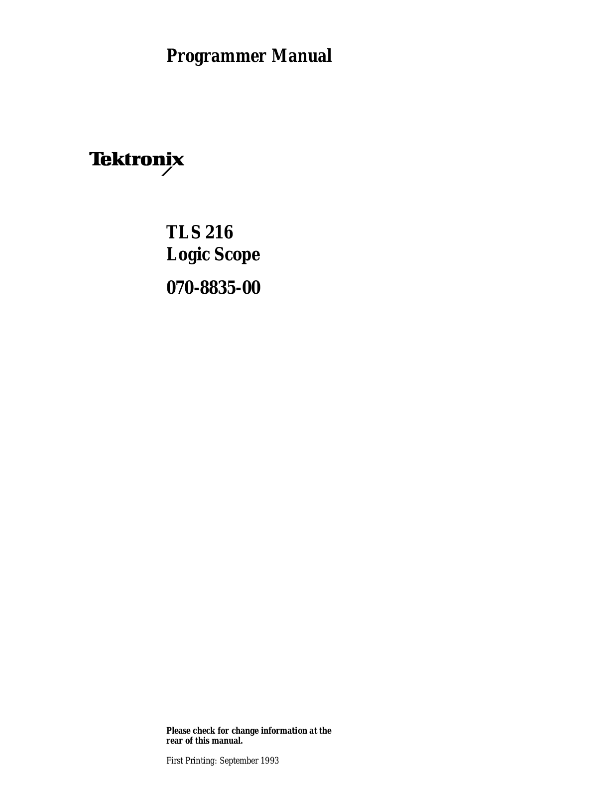 Tektronix TLS 216 User Manual