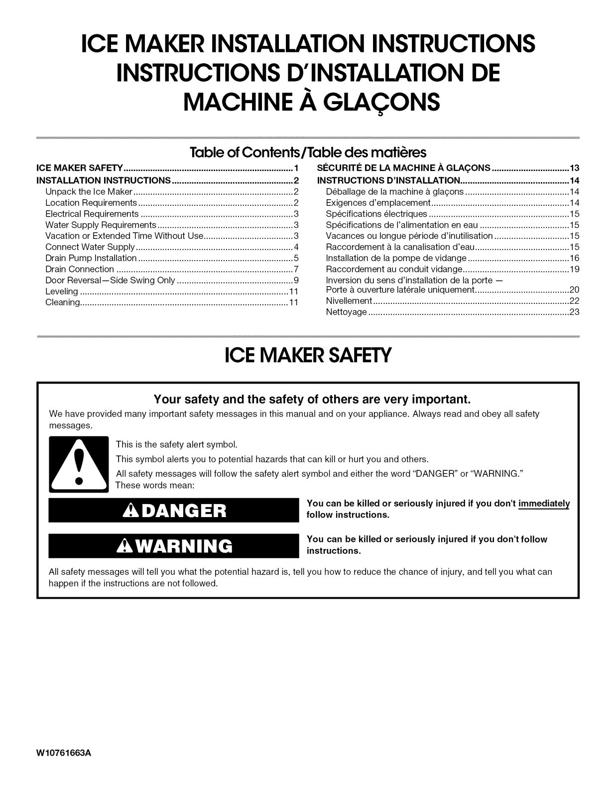 Whirlpool GI15PDXZS0, GI15PDXZS1, GI15NDXZS1, GI15NDXZQ1, GI15NDXZB1 Installation Guide