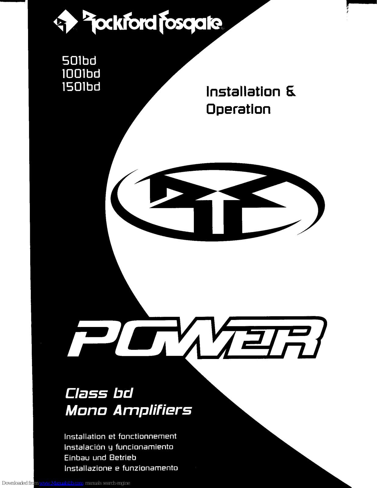 Rockford Fosgate Power 501bd, Power 1501bd, Power 1001bd Installation & Operation Manual