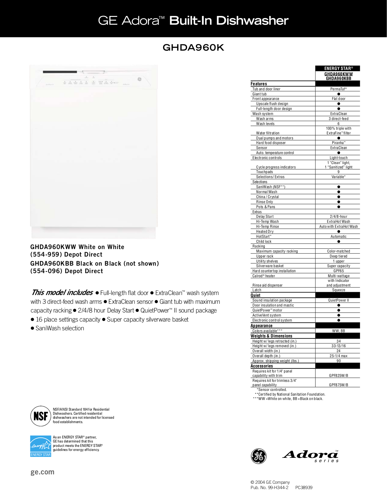 GE GHDA960K Data Sheet