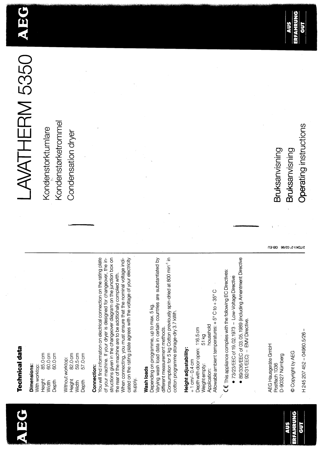 AEG LAVATHERM 5350 User Manual