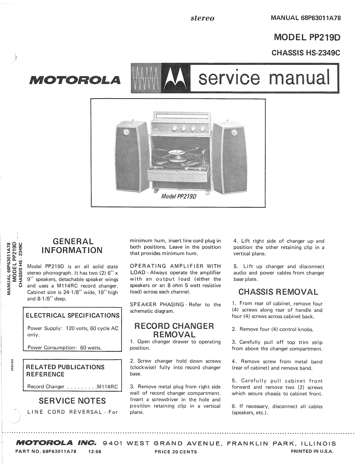 Moth Audio PP-219-D Service manual