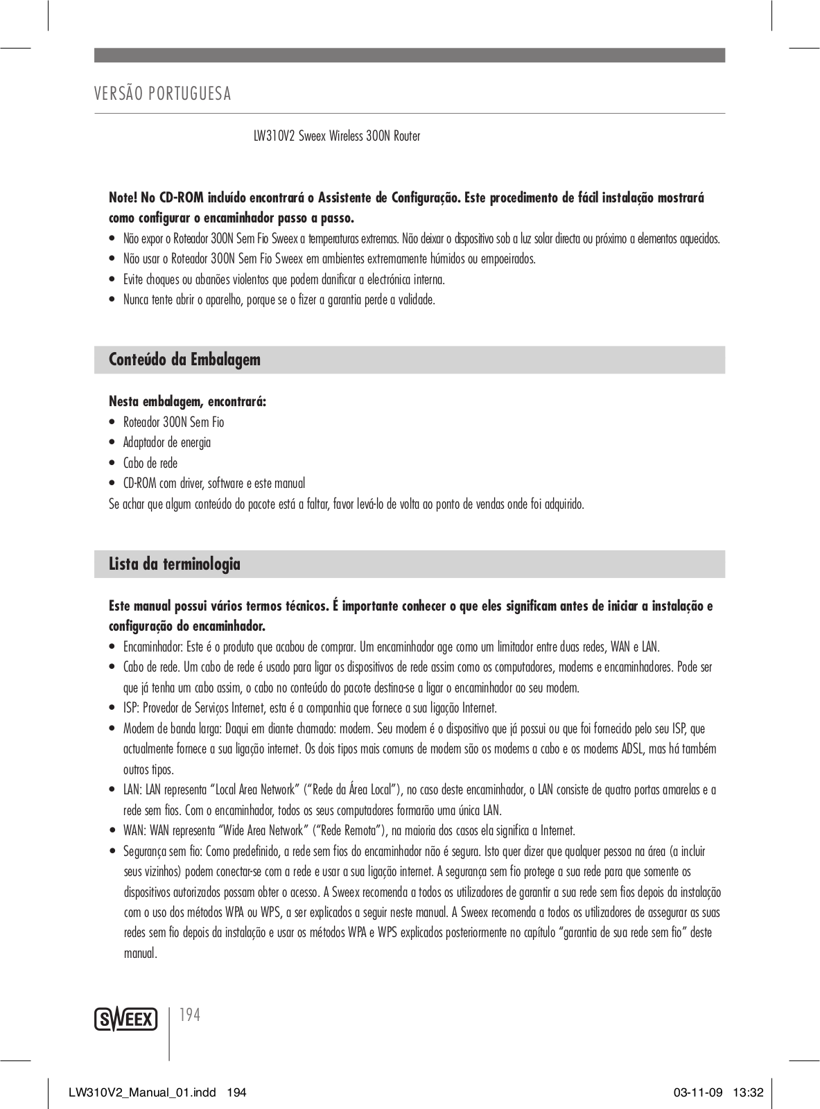 Sweex LW310V2 User Manual