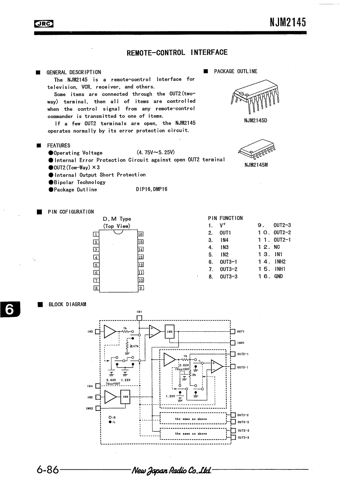 JRC NJM2145M, NJM2145D Datasheet