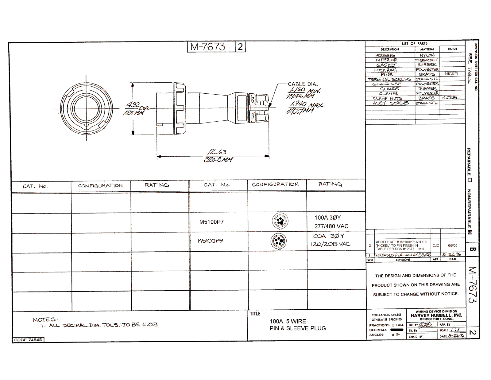 Hubbell M5100P7 Reference Drawing