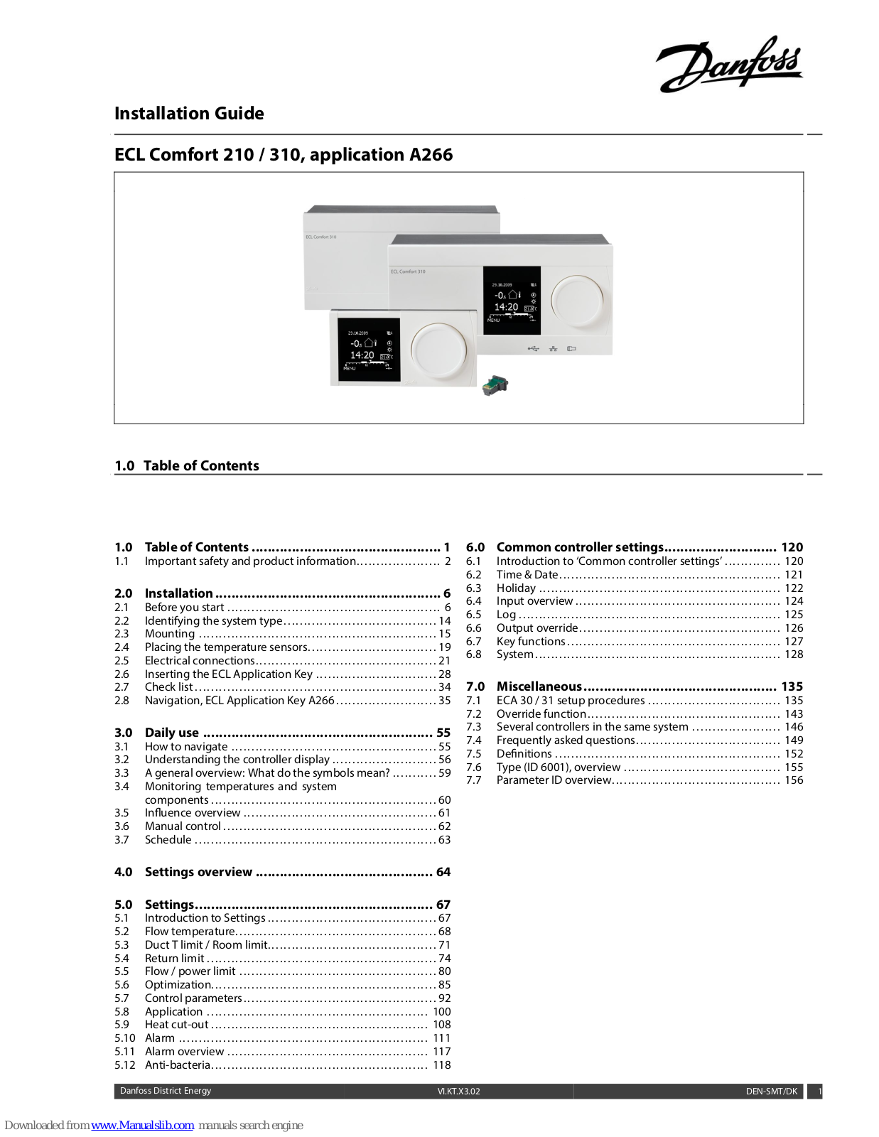 Danfoss ECL Comfort 210, ECL Comfort 310, application A376 Installation Manual