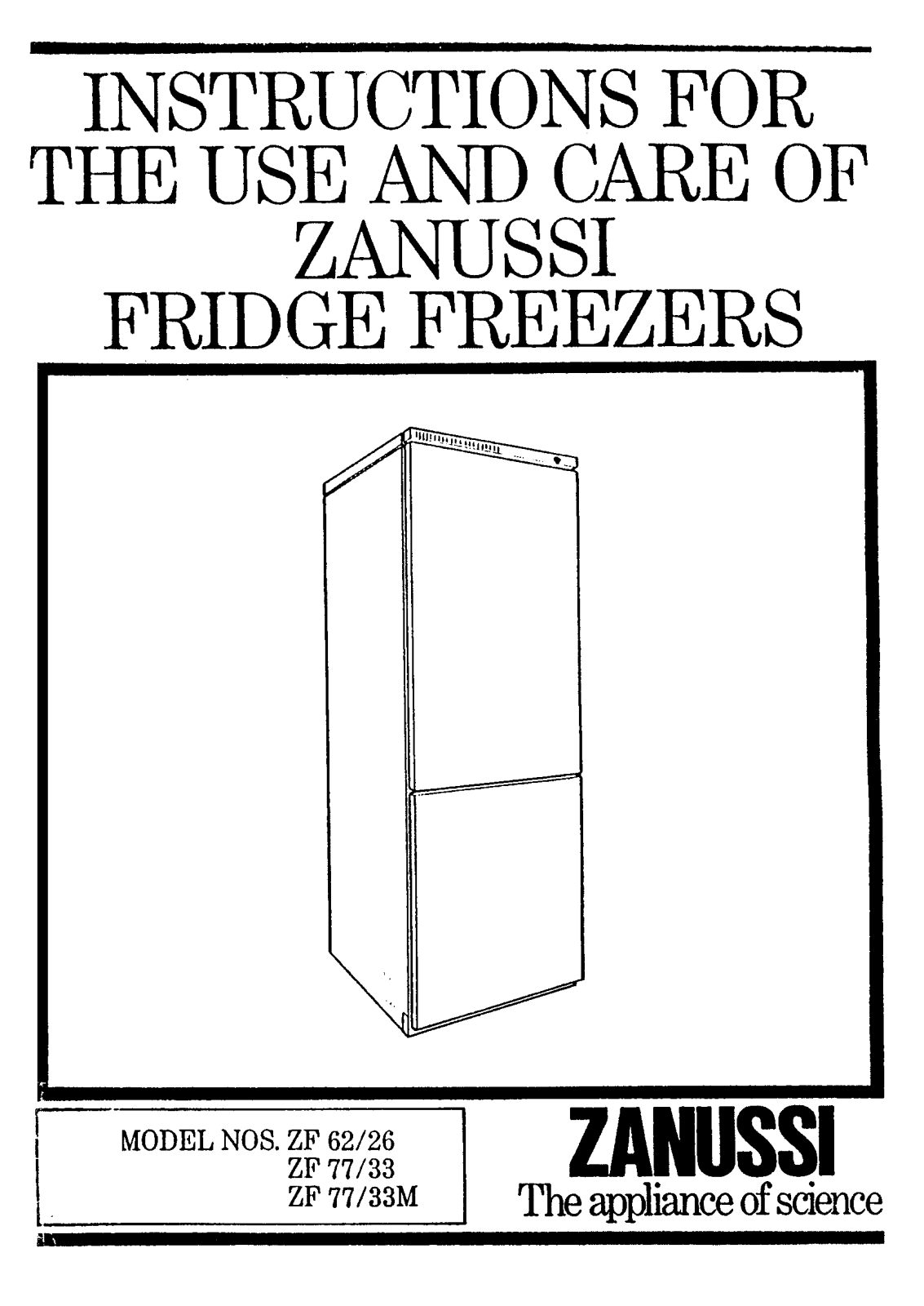 Zanussi ZF77/33M, ZF62/26 User Manual