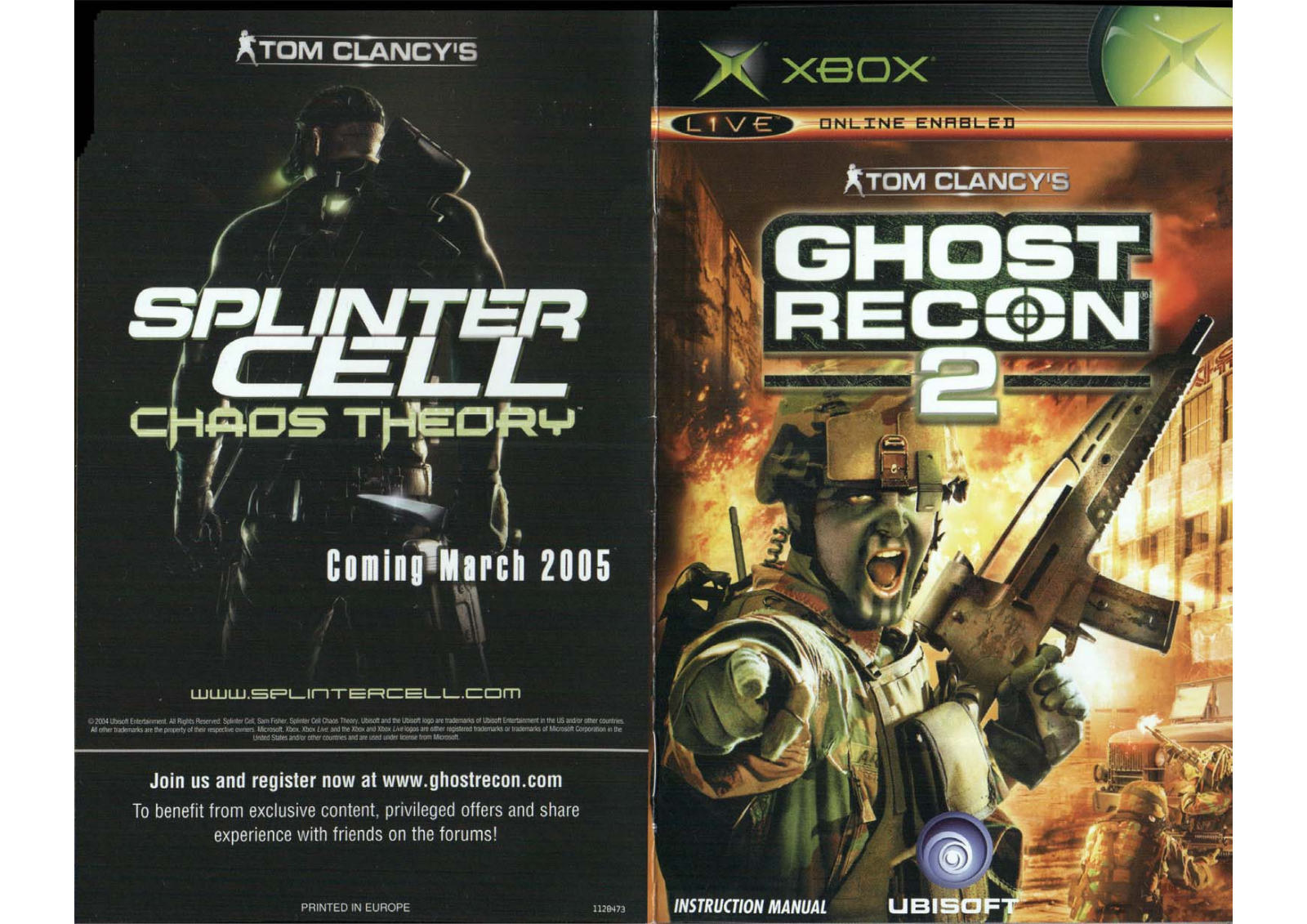 Games Microsoft XBOX TOM CLANCY S-GHOST RECON 2 User Manual