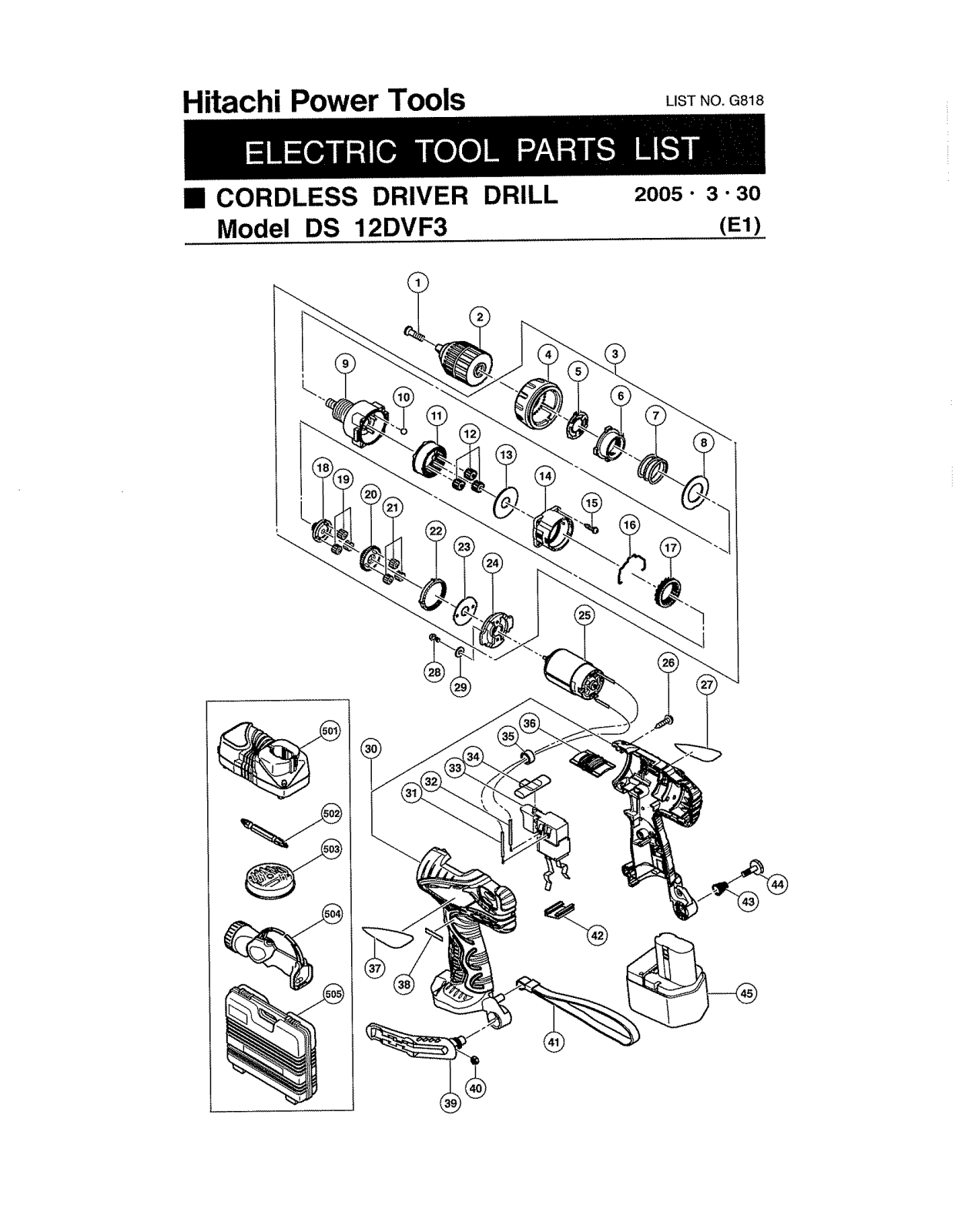 Hitachi KC10FCH PARTS LIST