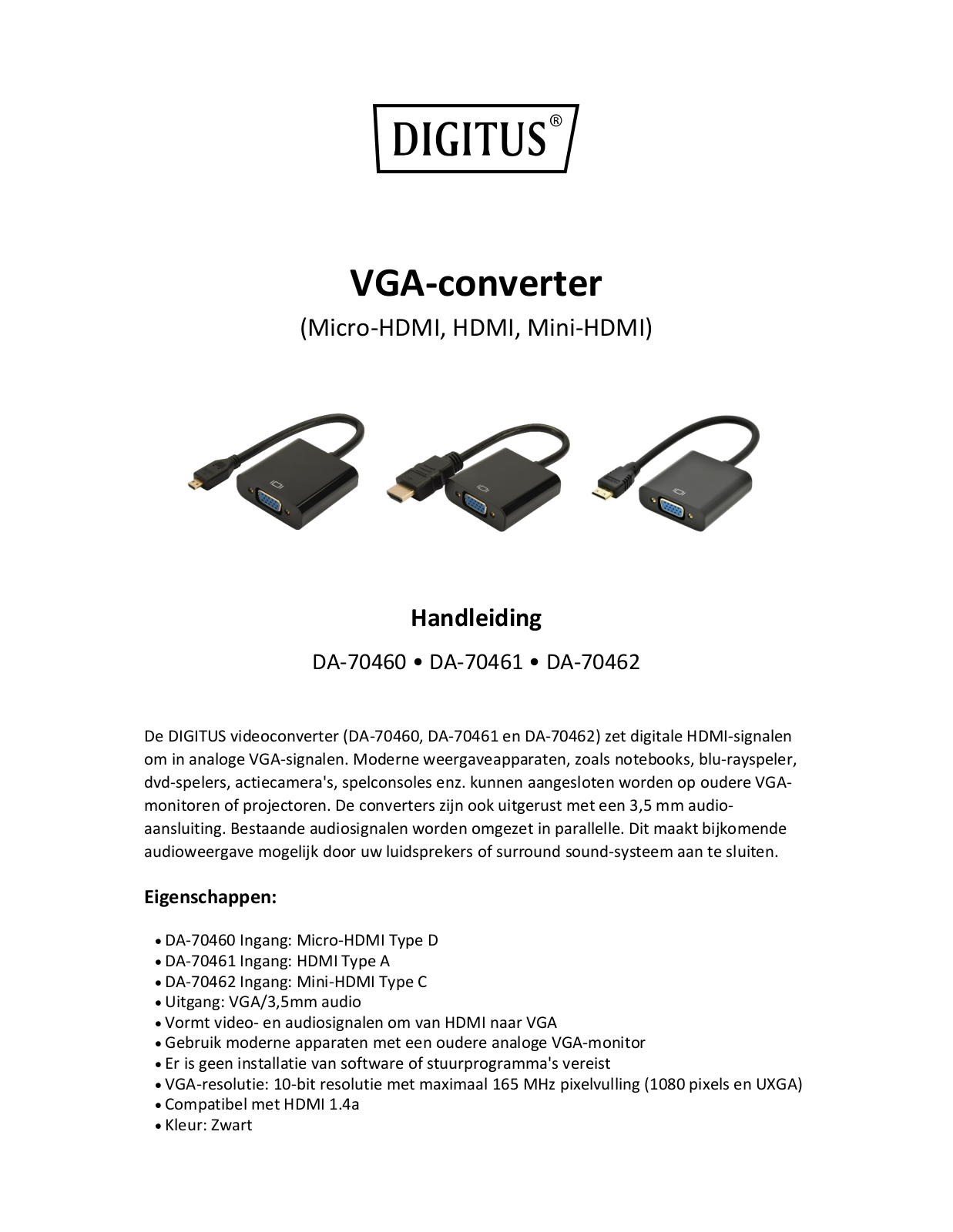 Digitus DA-70460, DA-70461, DA-70462 User manual