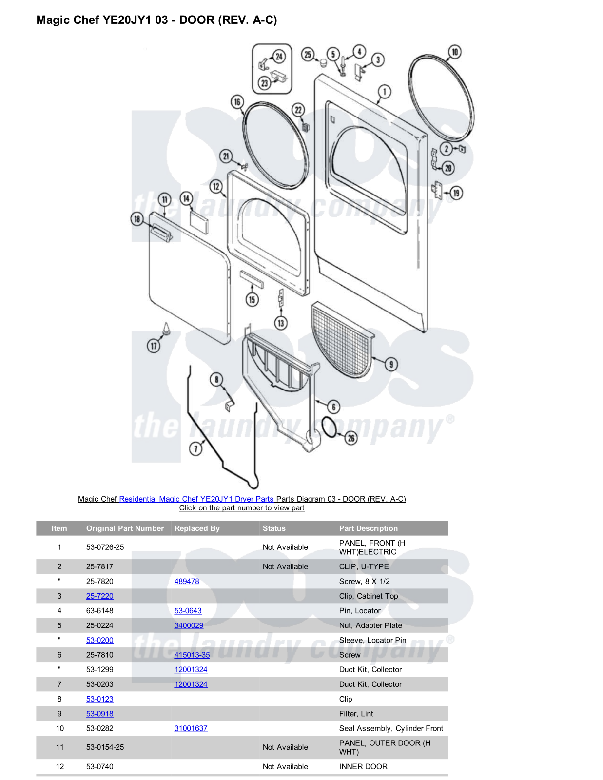 Magic Chef YE20JY1 Parts Diagram