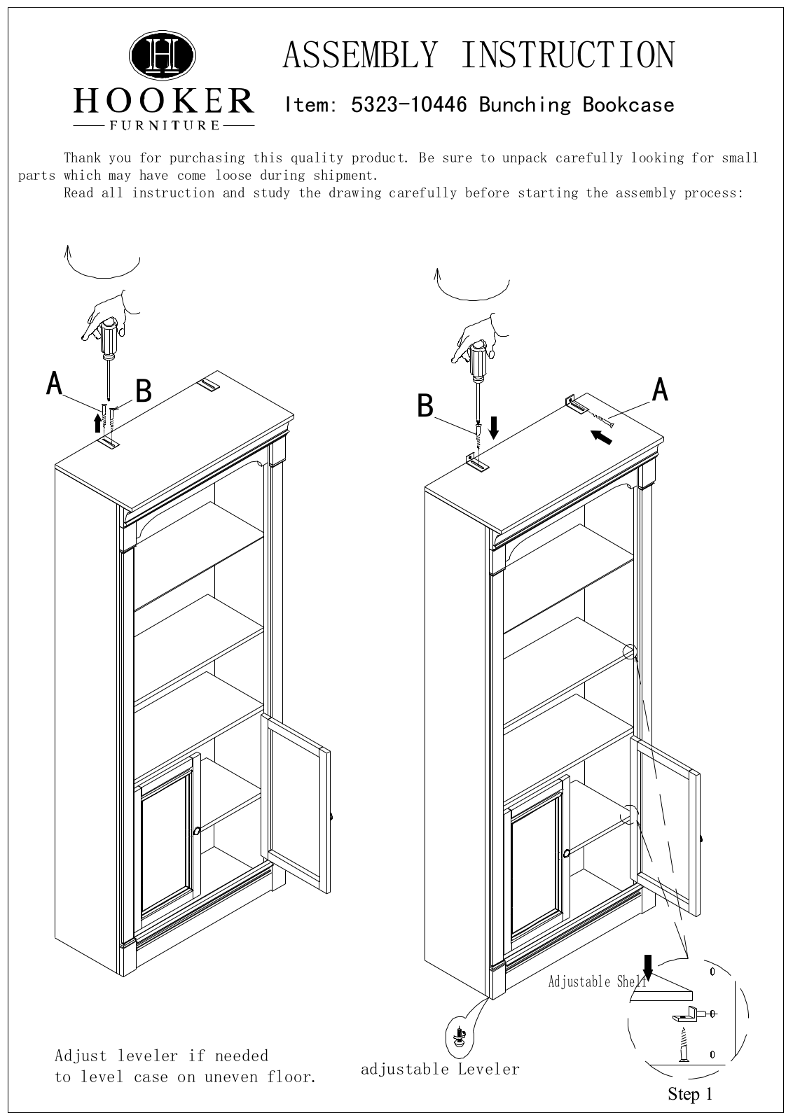 Hooker Furniture 532310446 Assembly Guide