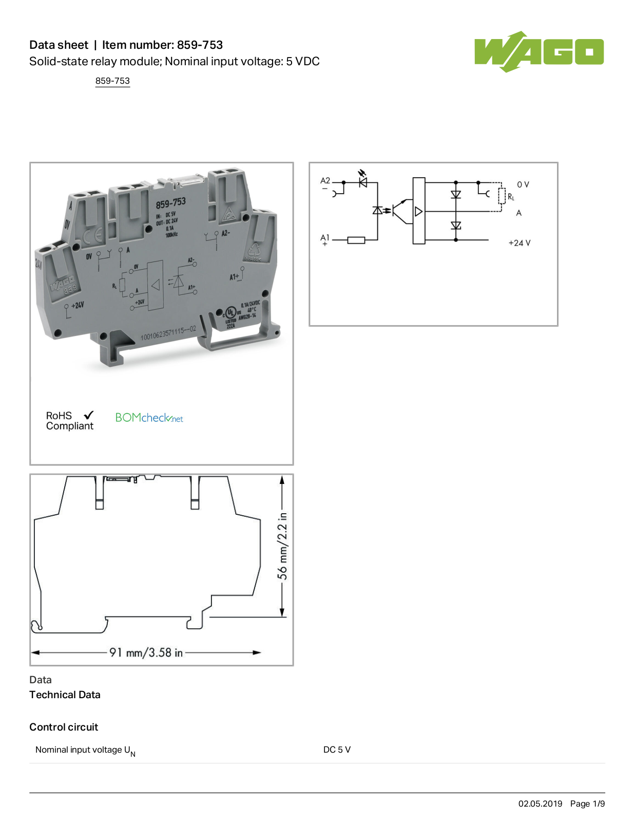 Wago 859-753 Data Sheet