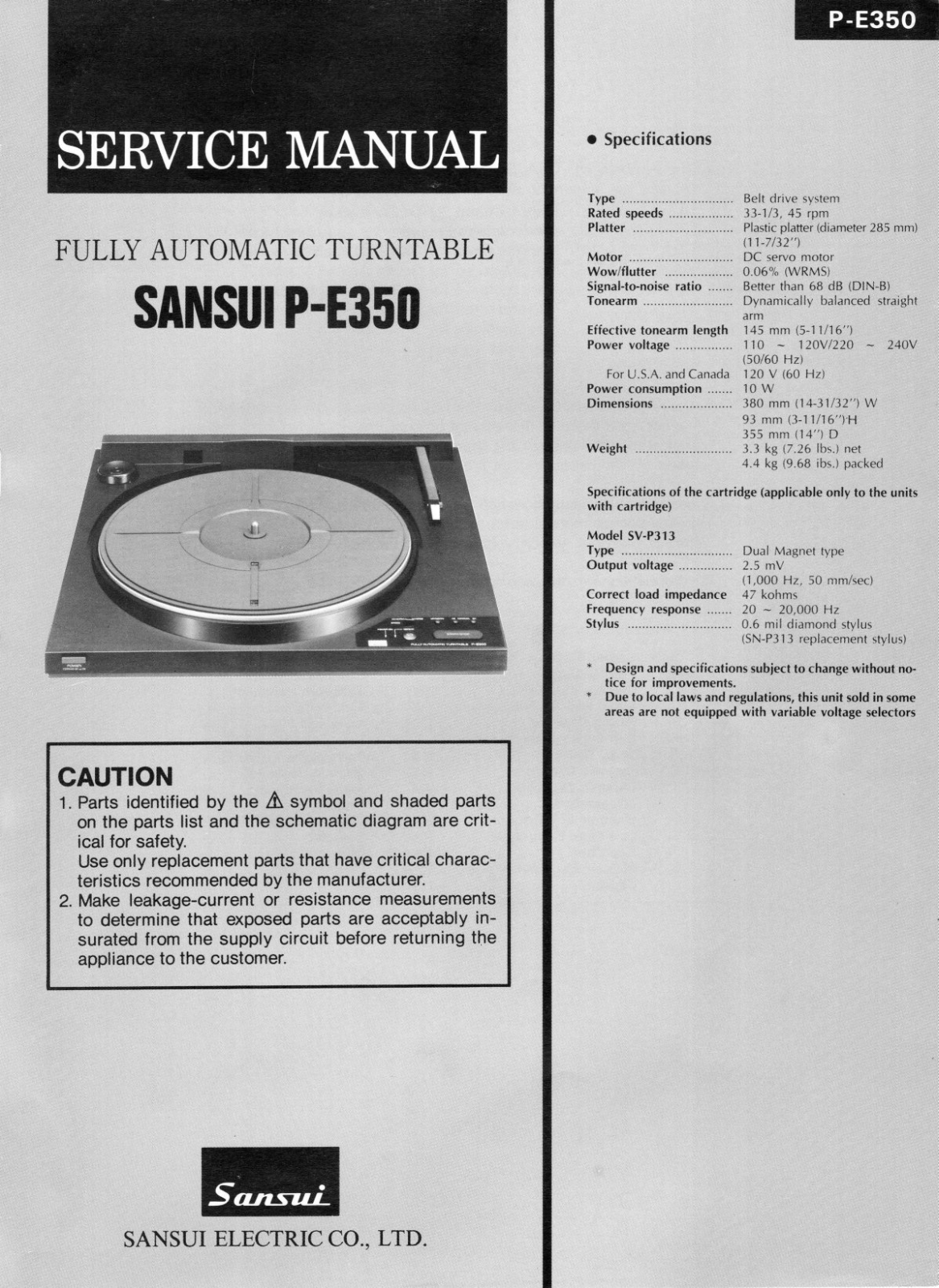 Sansui P-E350 Service Manual