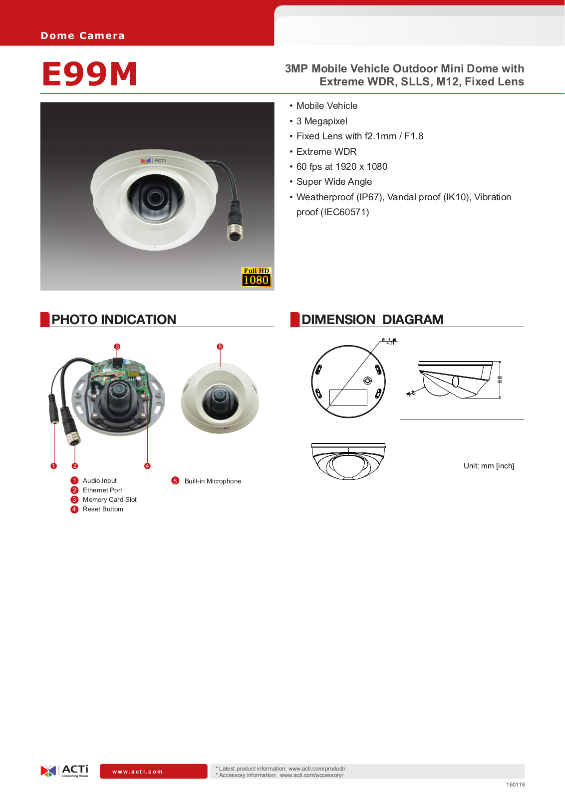 ACTi E99M Specsheet