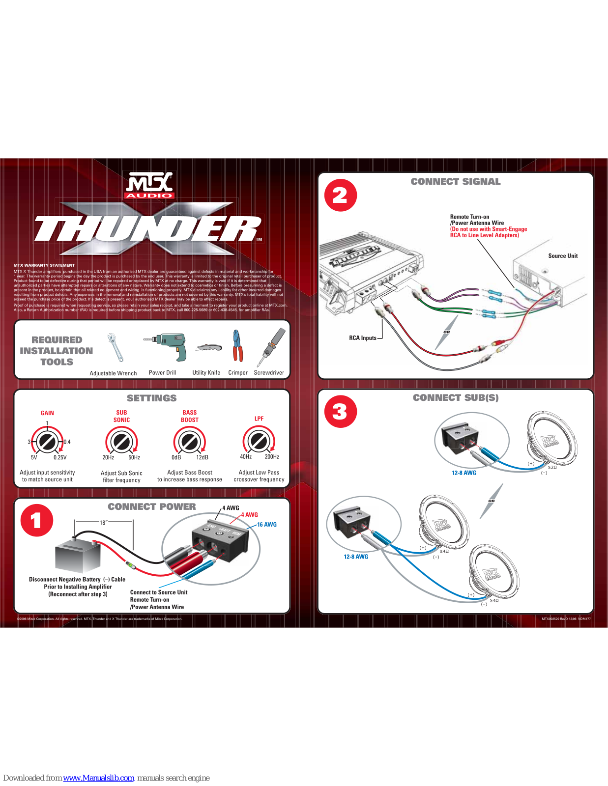 MTX X Thunder 300XD, X Thunder 600XD, X Thunder Connection Manual