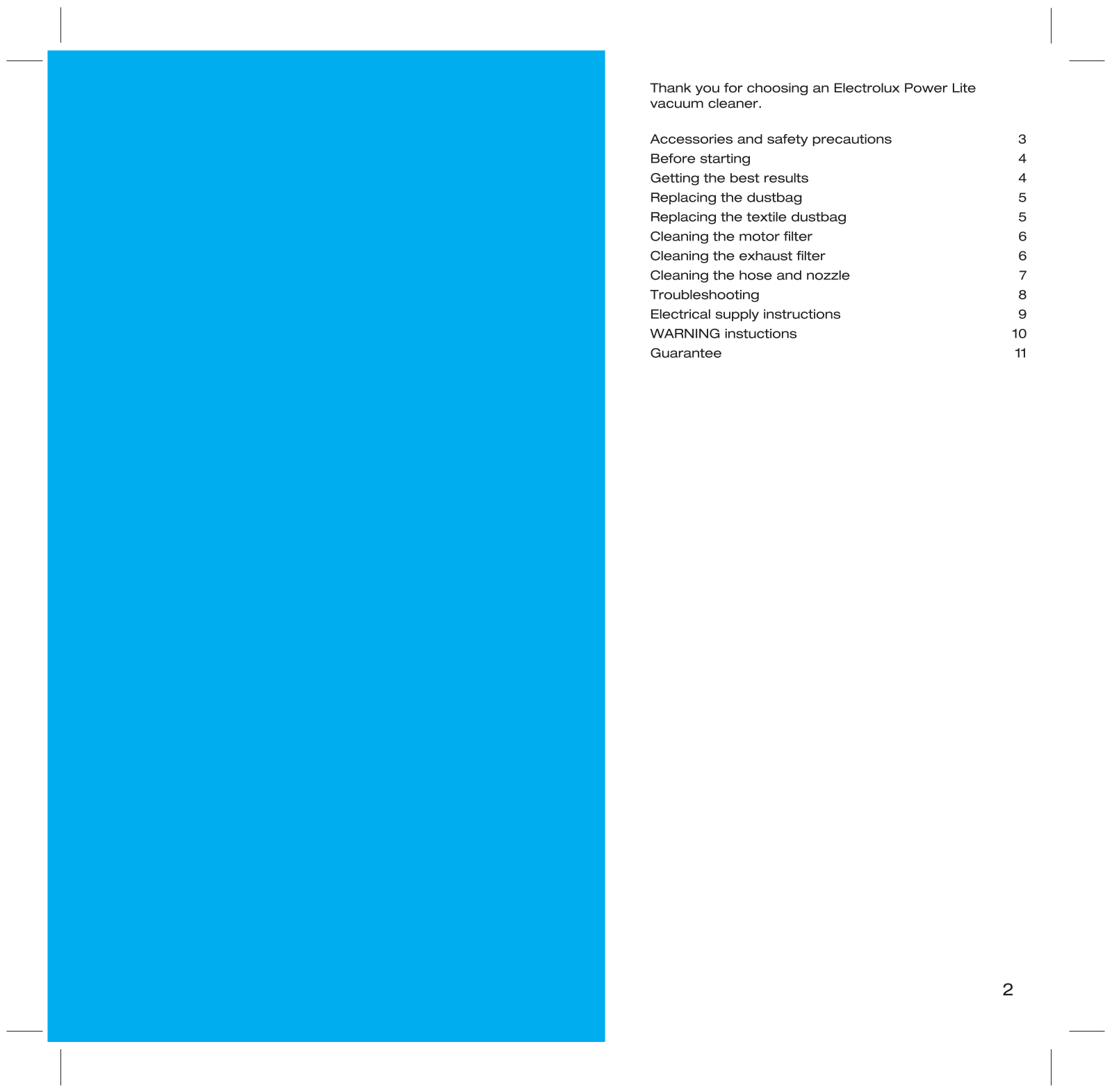 Electrolux POWER LITE, Z33 User Manual